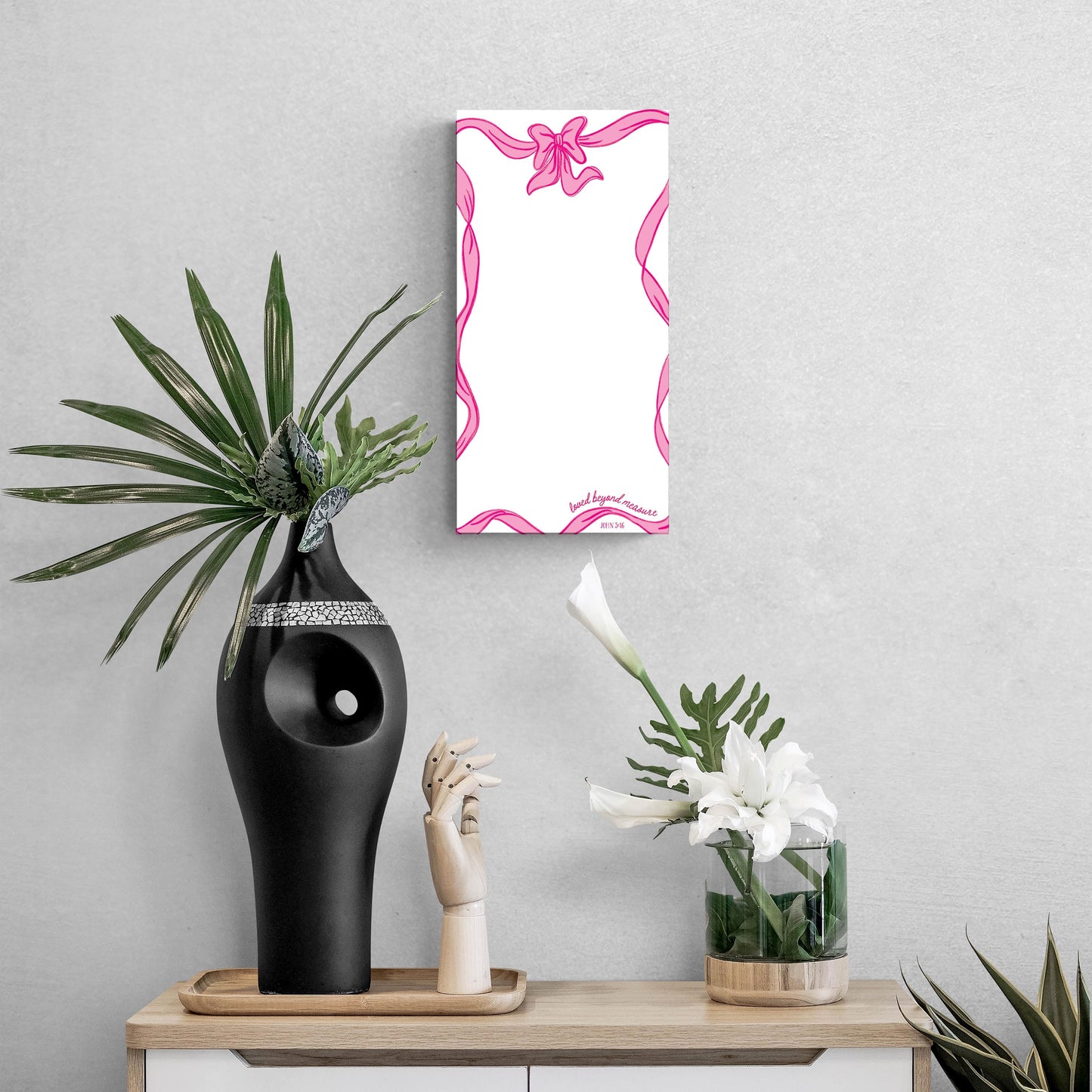 8x16 Glass Dry Erase-Pink Bows Loved Beyond Measure