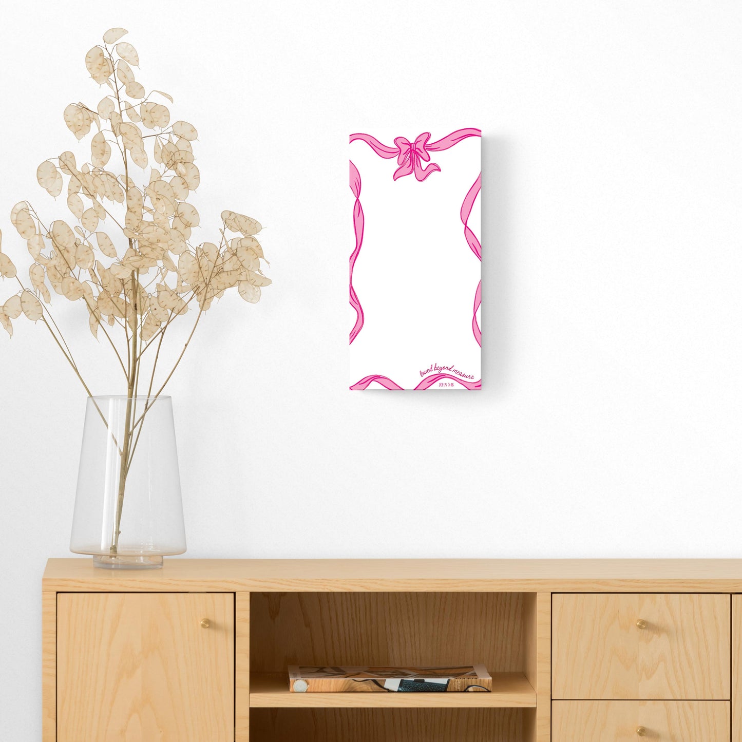 8x16 Glass Dry Erase-Pink Bows Loved Beyond Measure