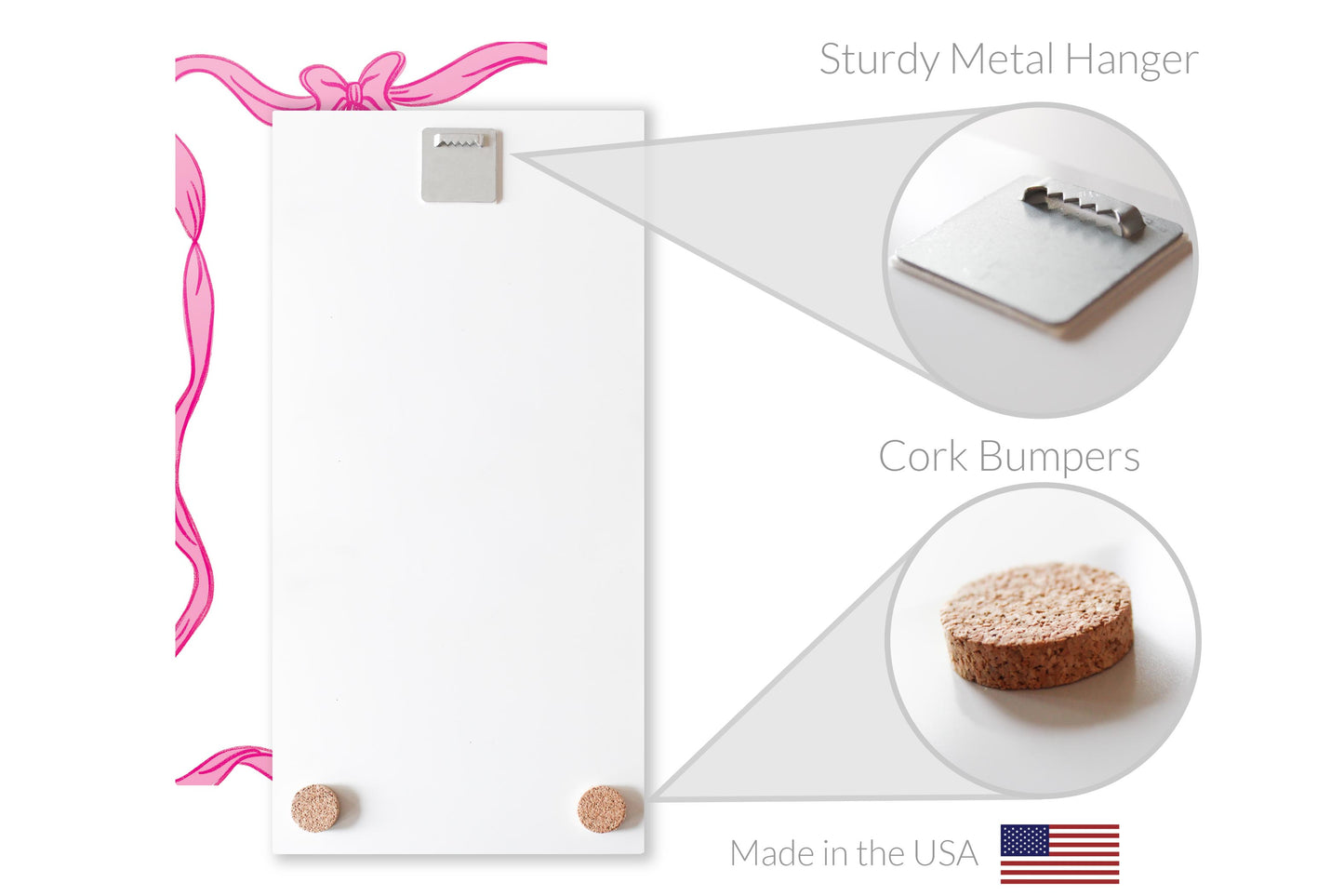8x16 Glass Dry Erase-Pink Bows Loved Beyond Measure