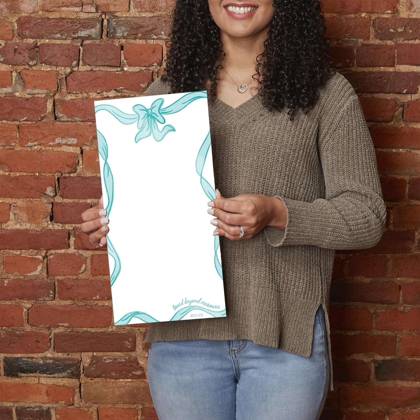 8x16 Glass Dry Erase-Blue Bows Loved Beyond Measure