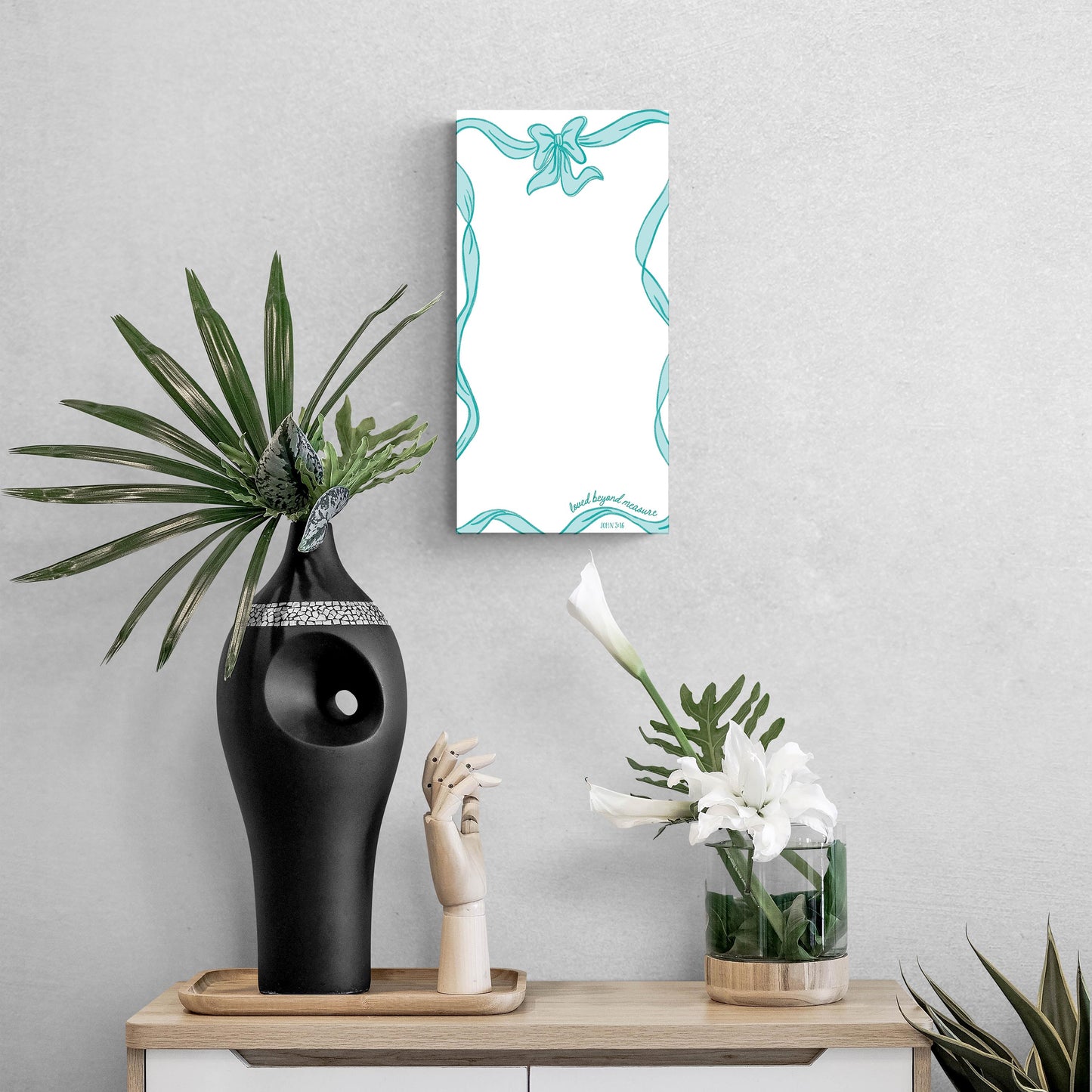 8x16 Glass Dry Erase-Blue Bows Loved Beyond Measure