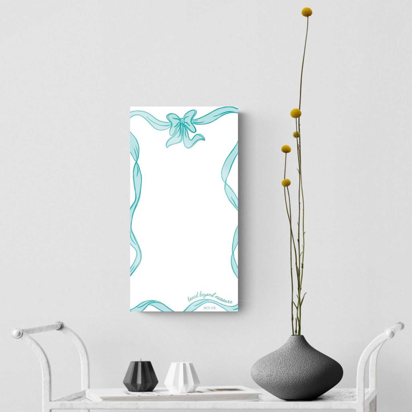 8x16 Glass Dry Erase-Blue Bows Loved Beyond Measure