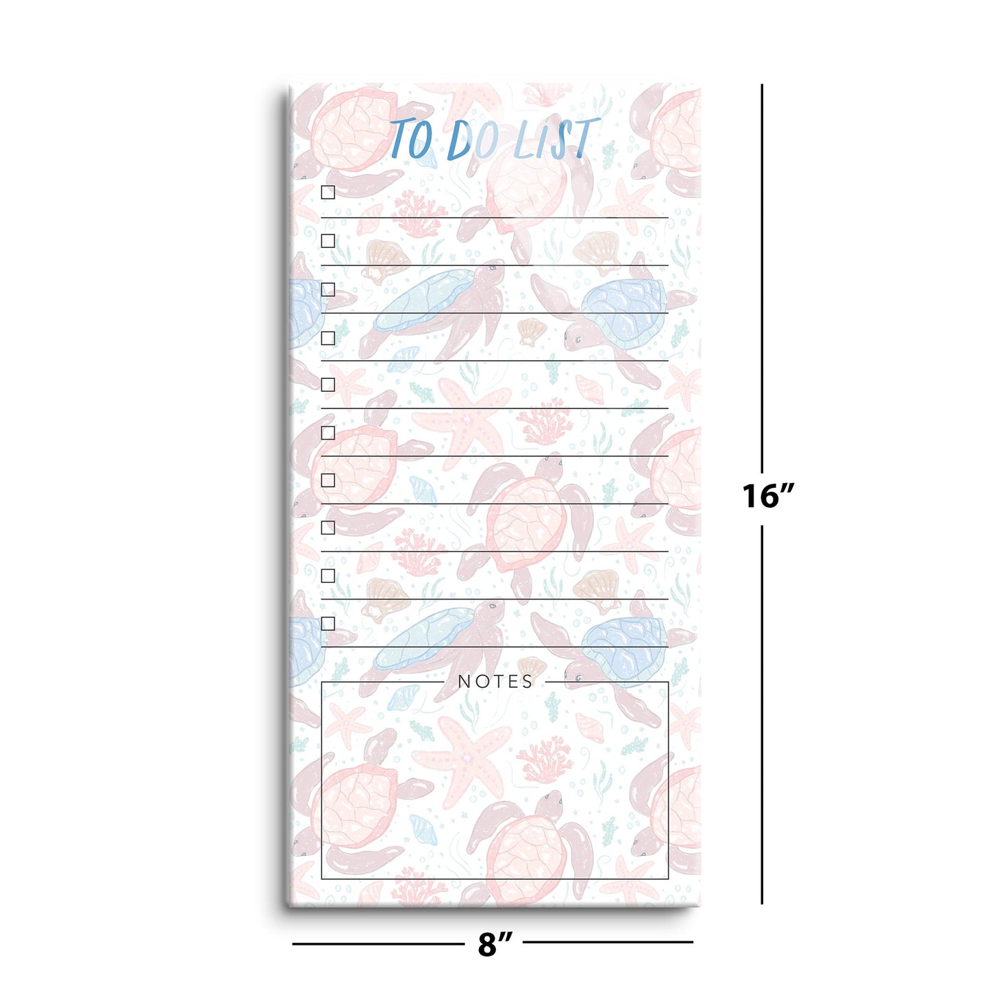 8x16 Glass Dry Erase-Coastal Sea Turtles To Do List