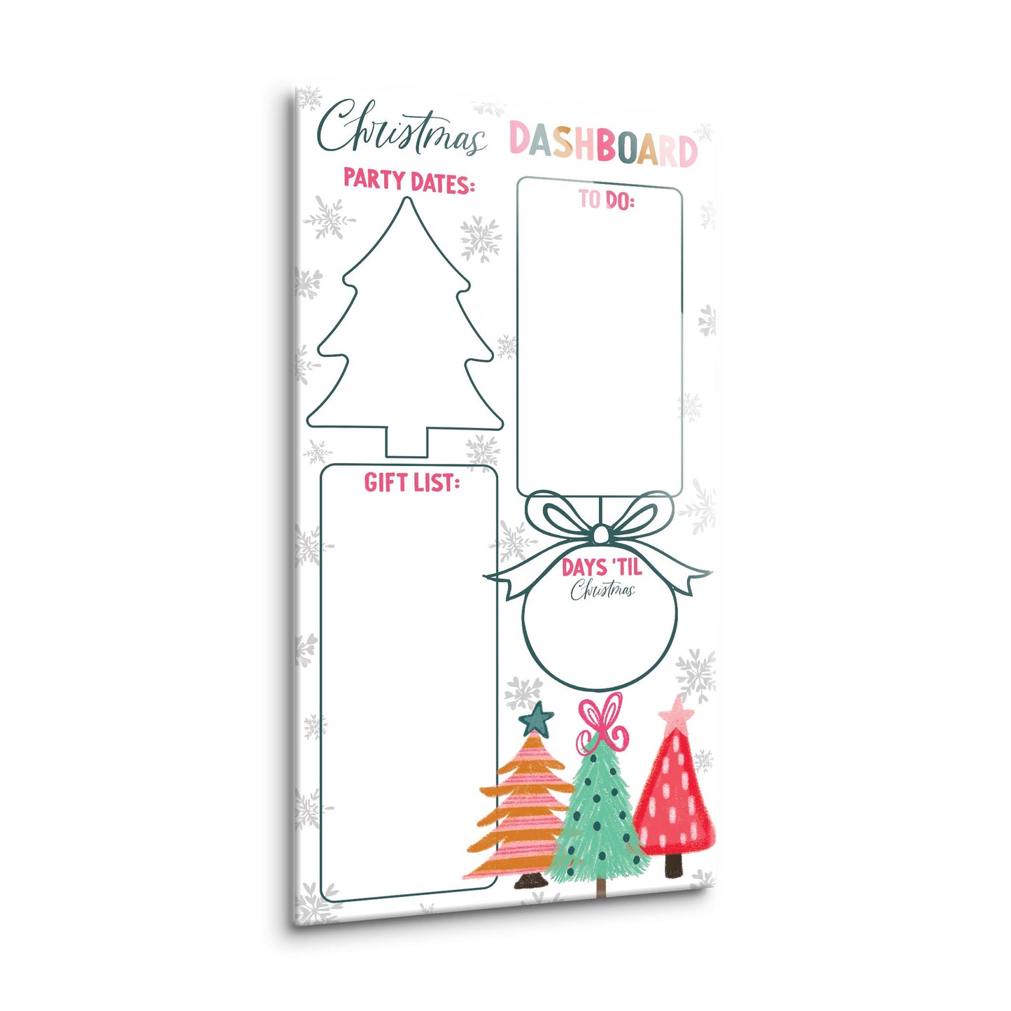 8x16 Glass Dry Erase-Whimsy Wonderland Bright Christmas Dashboard