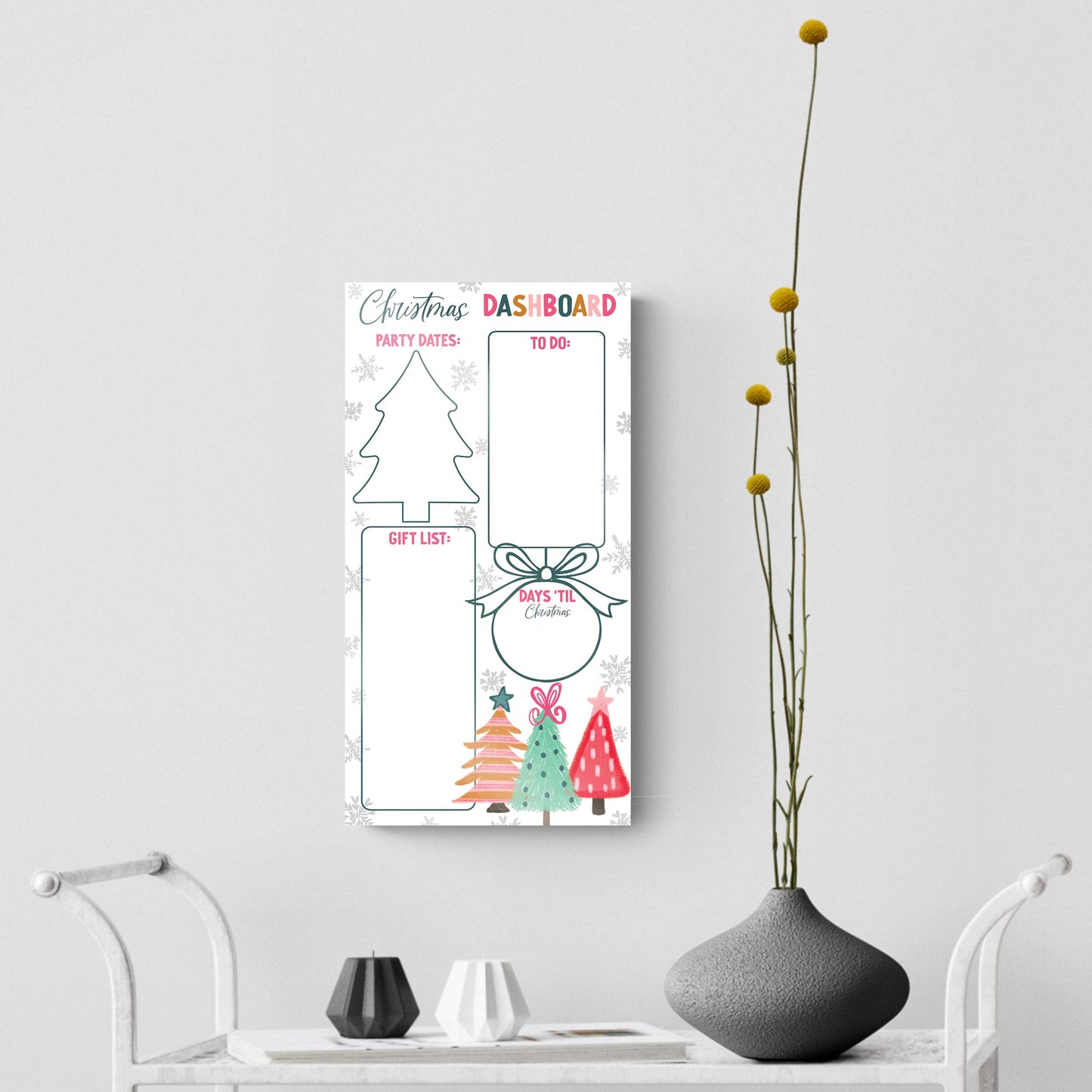 8x16 Glass Dry Erase-Whimsy Wonderland Bright Christmas Dashboard