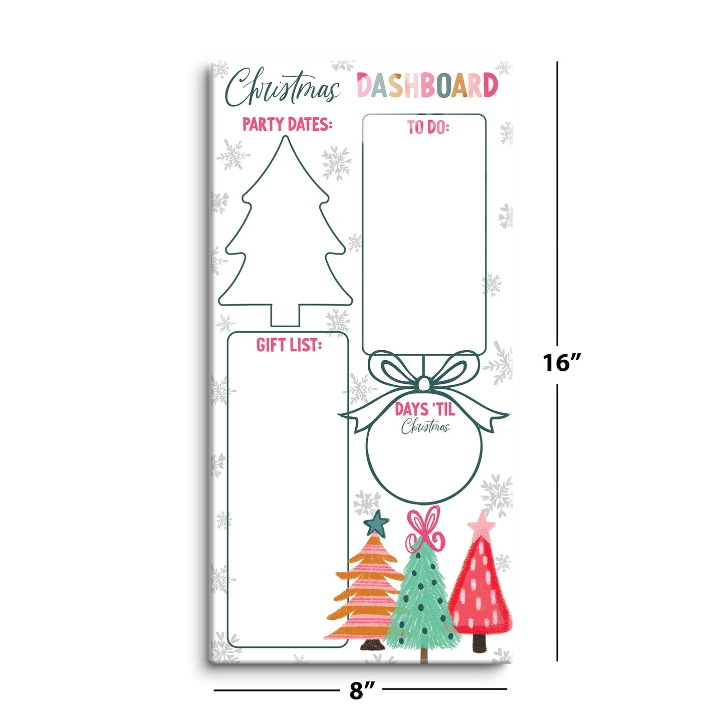 8x16 Glass Dry Erase-Whimsy Wonderland Bright Christmas Dashboard
