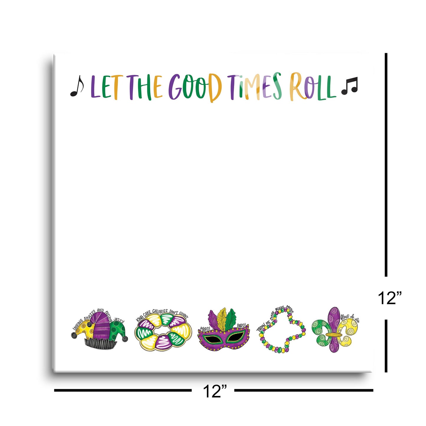 12x12 Glass Dry Erase-Mardi Gras Let The Good Times Roll