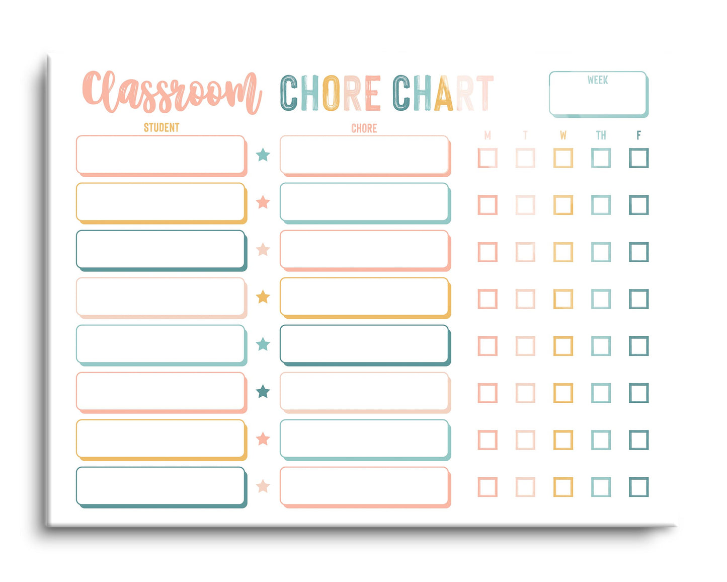 12x16 Glass Dry Erase Horizontal-Classroom Chore Chart