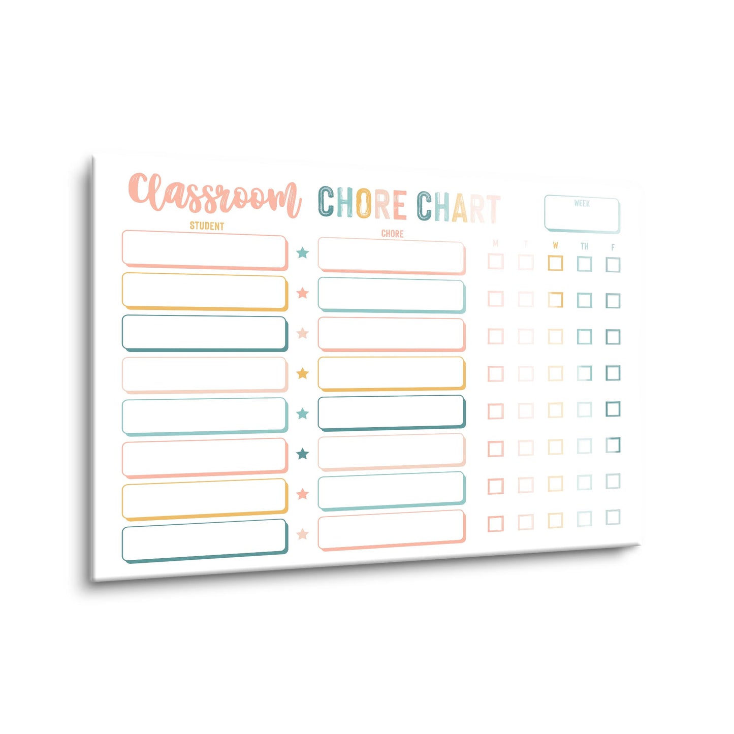 12x16 Glass Dry Erase Horizontal-Classroom Chore Chart