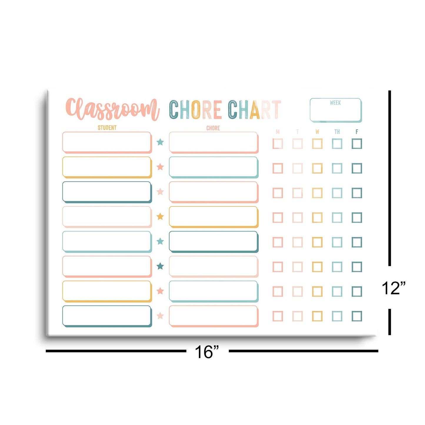 12x16 Glass Dry Erase Horizontal-Classroom Chore Chart