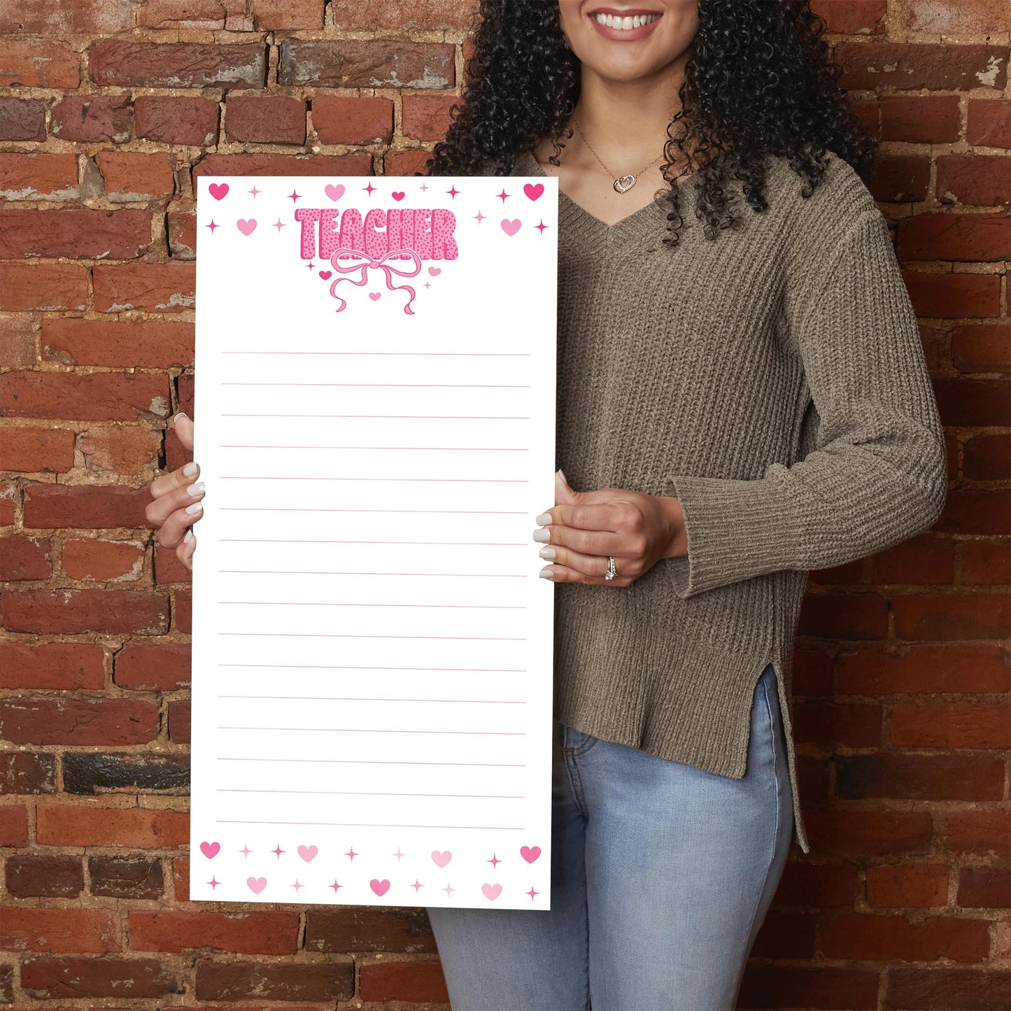 12x24 Glass Dry Erase-Classroom Coquette Teacher Hearts & Bow Notes -2