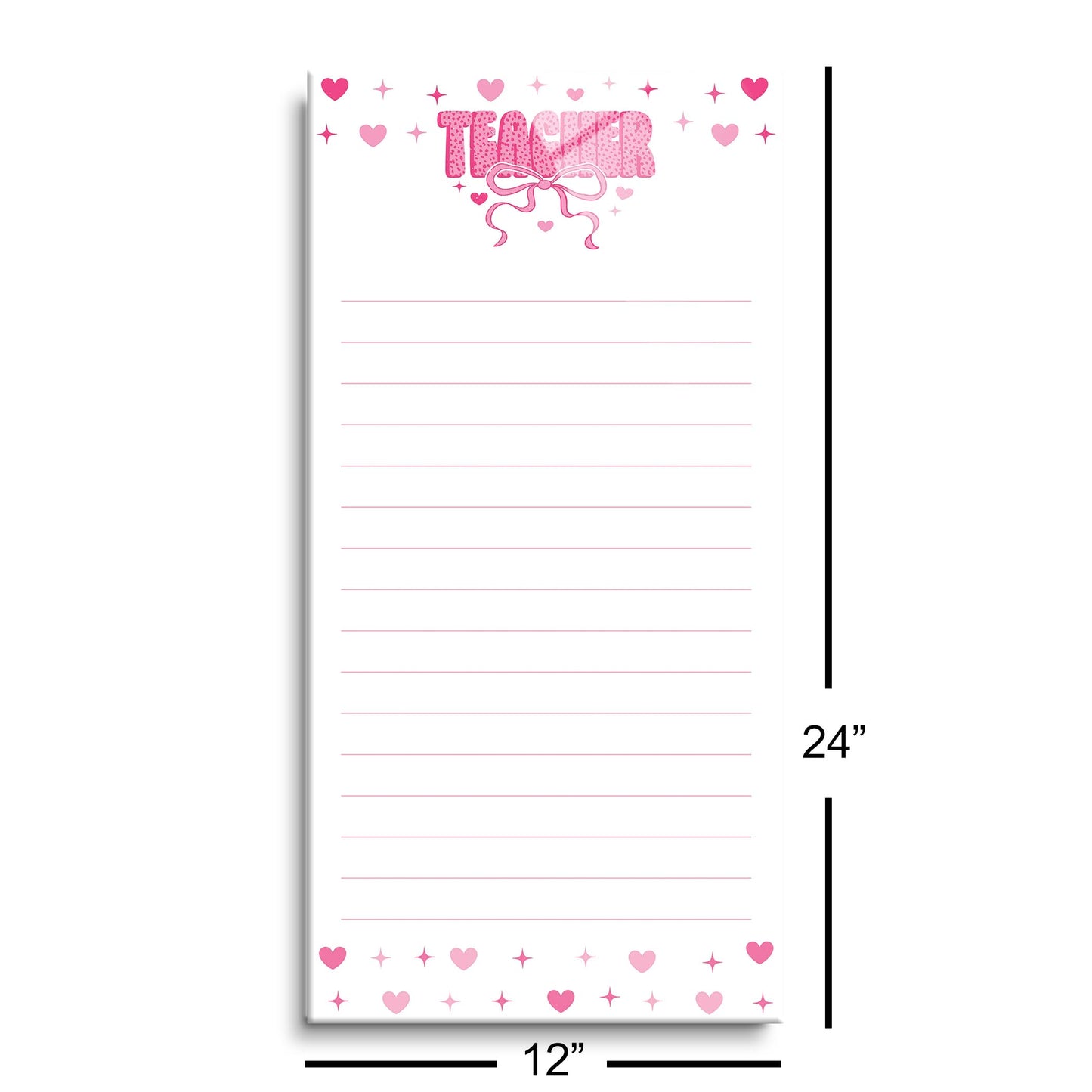 12x24 Glass Dry Erase-Classroom Coquette Teacher Hearts & Bow Notes -8