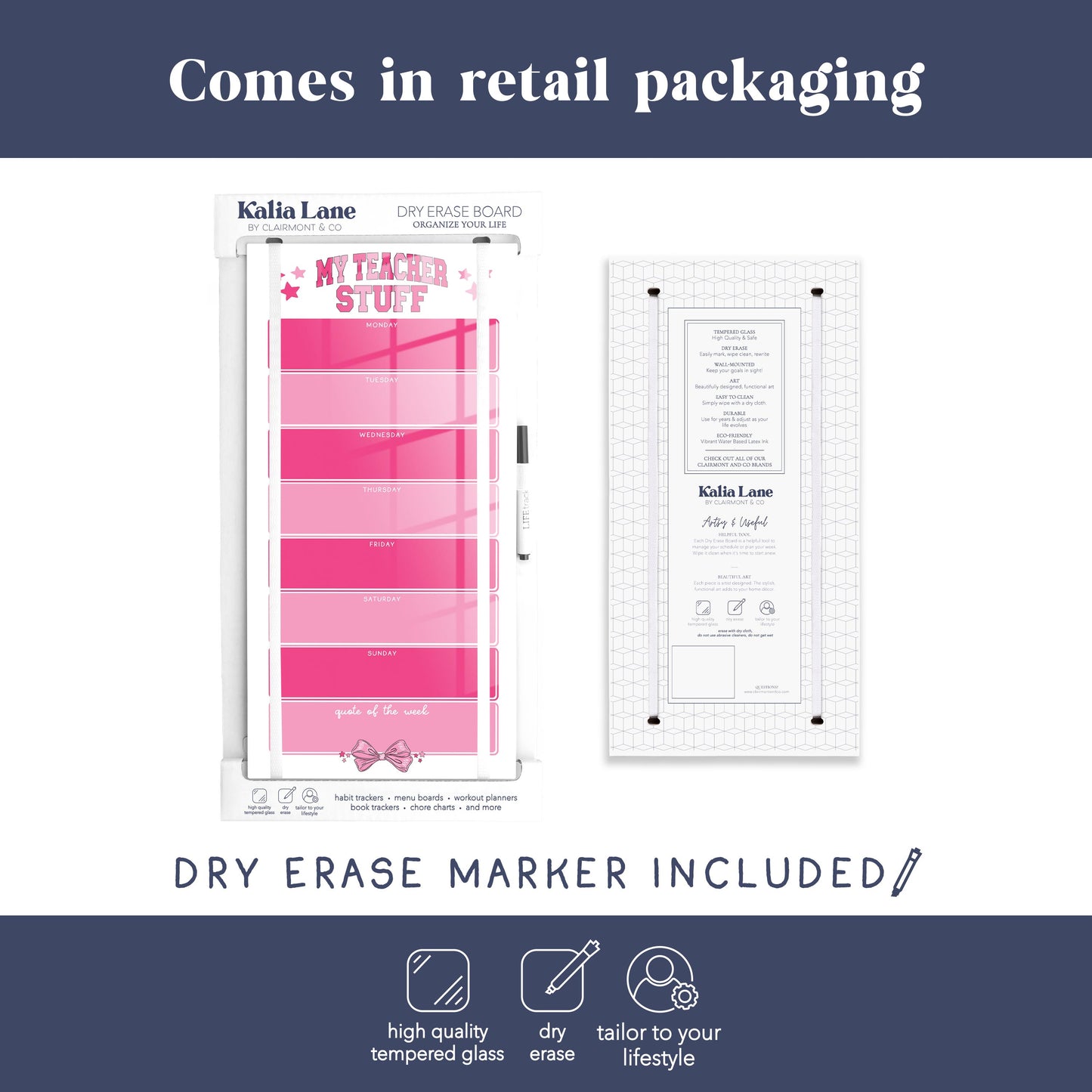 12x24 Glass Dry Erase-Classroom Coquette My Teacher Stuff Weekly Planner -3