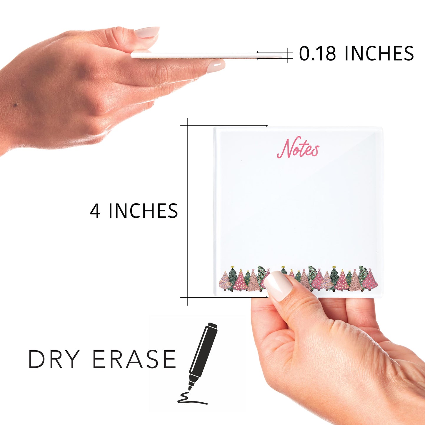 4x4 Clear Reminder Kalia Lane-Pink Trees Merry Christmas Notes