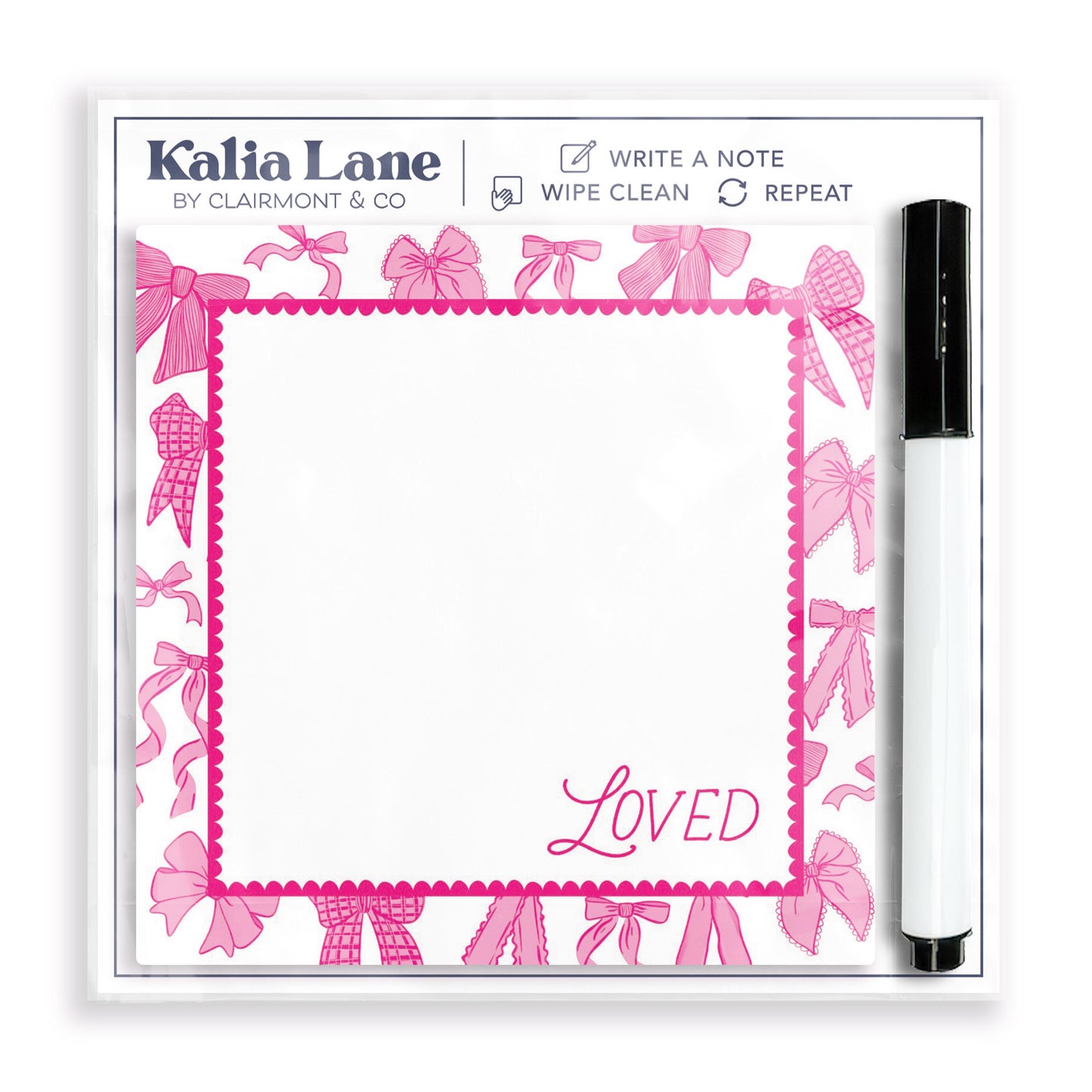 4x4 Clear Reminder Kalia Lane-Pink Bows Loved