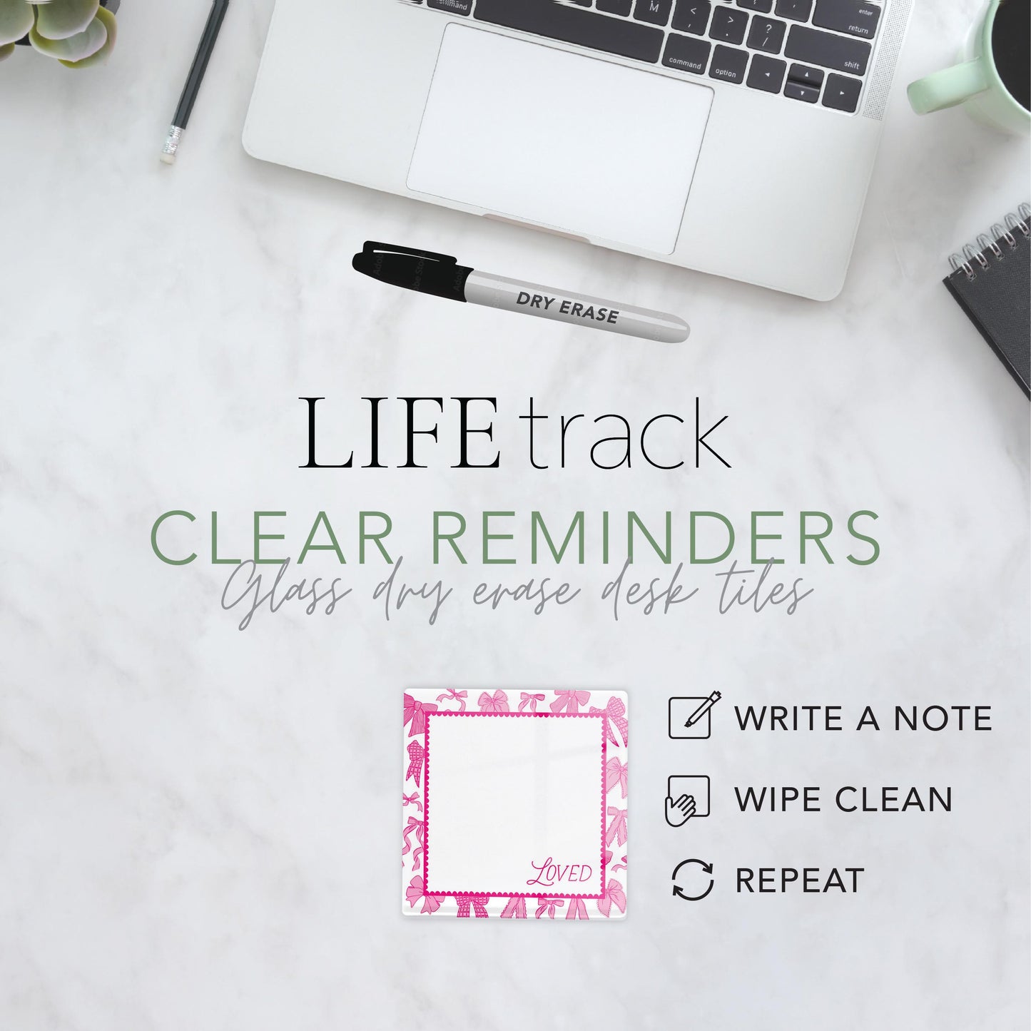 4x4 Clear Reminder Kalia Lane-Pink Bows Loved