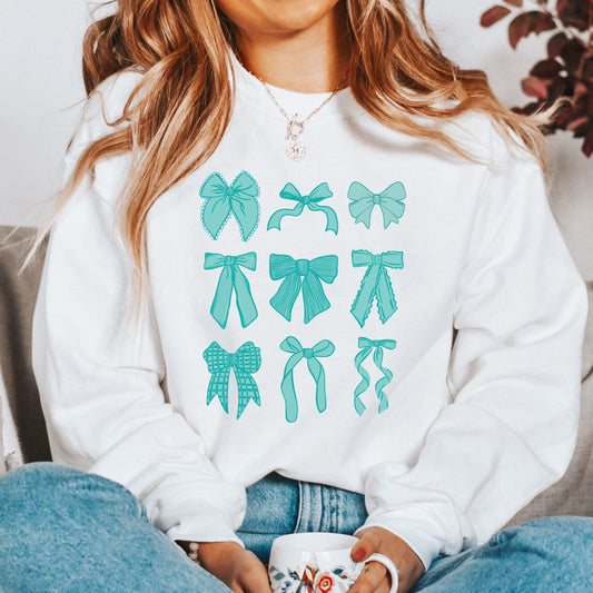 Preppy Bows Graphic Sweatshirt | Blue Preppy Bows