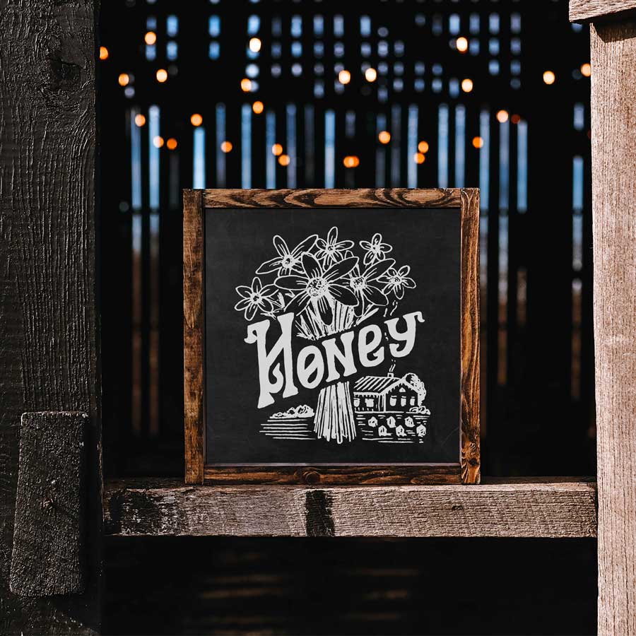 Honey 13x13 Wood-Framed Sign