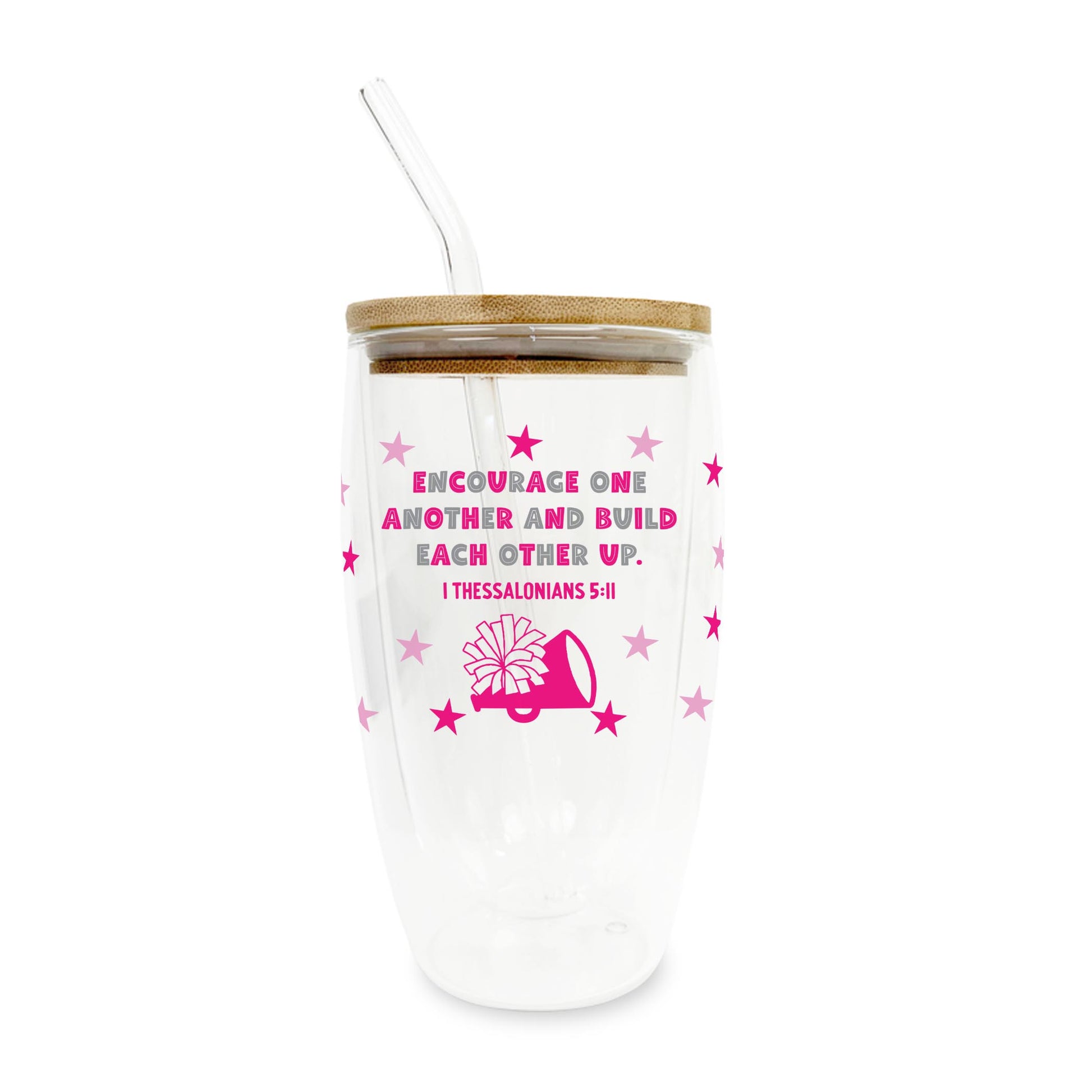 16oz Double Insulated Glass Tumbler-Game Day Cheer Encourage One Another -0