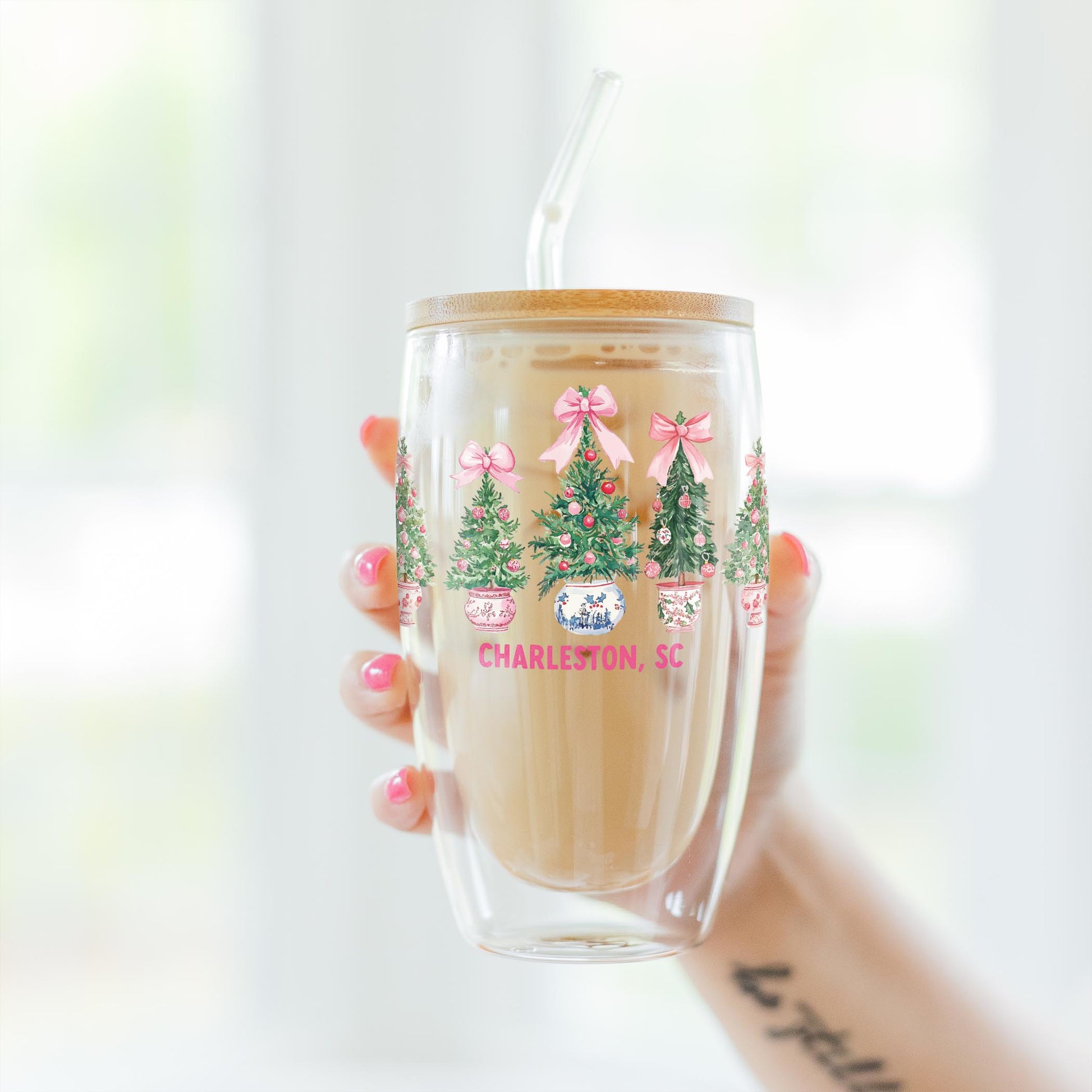 16oz Double Insulated Glass Tumbler-Love+Local Blush & Baubles - A Grand Millennial Christmas -3