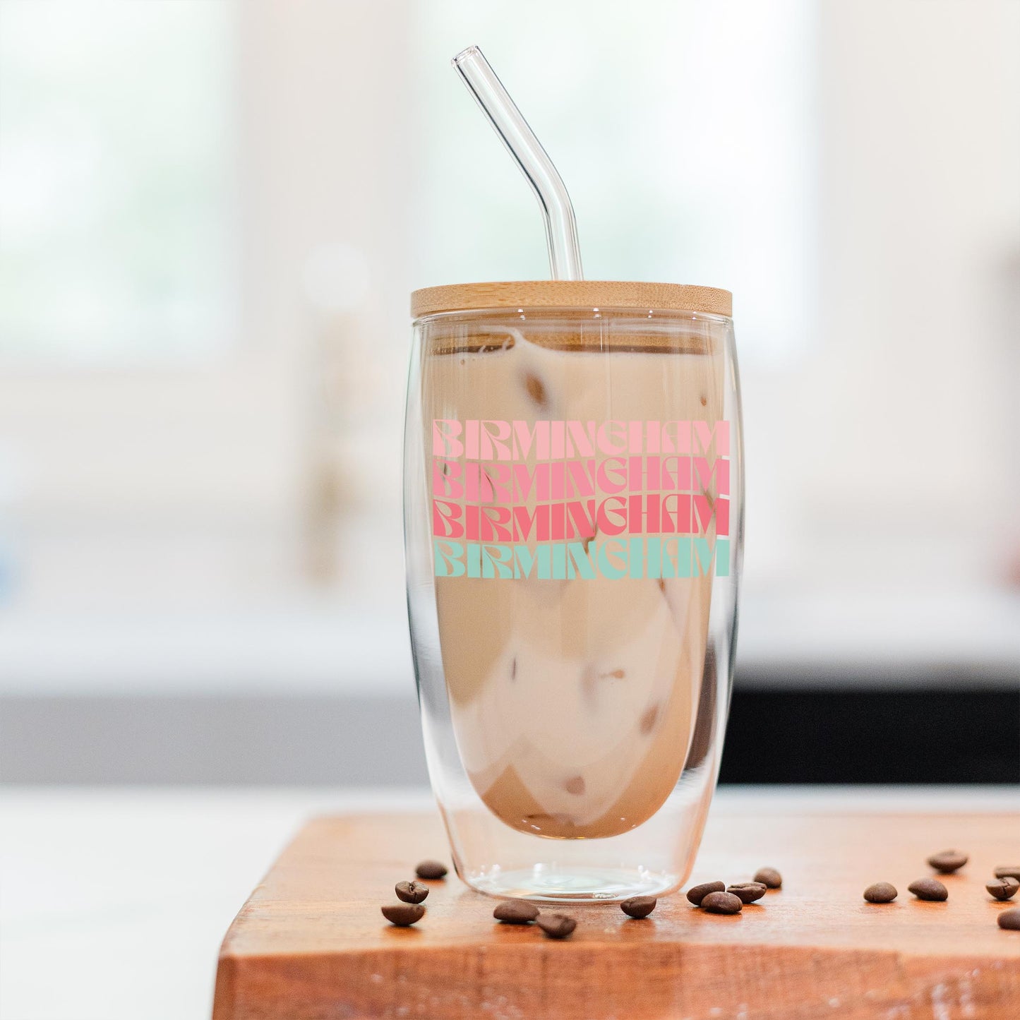 16oz Double Insulated Glass Tumbler-L+L Retro Wave -2