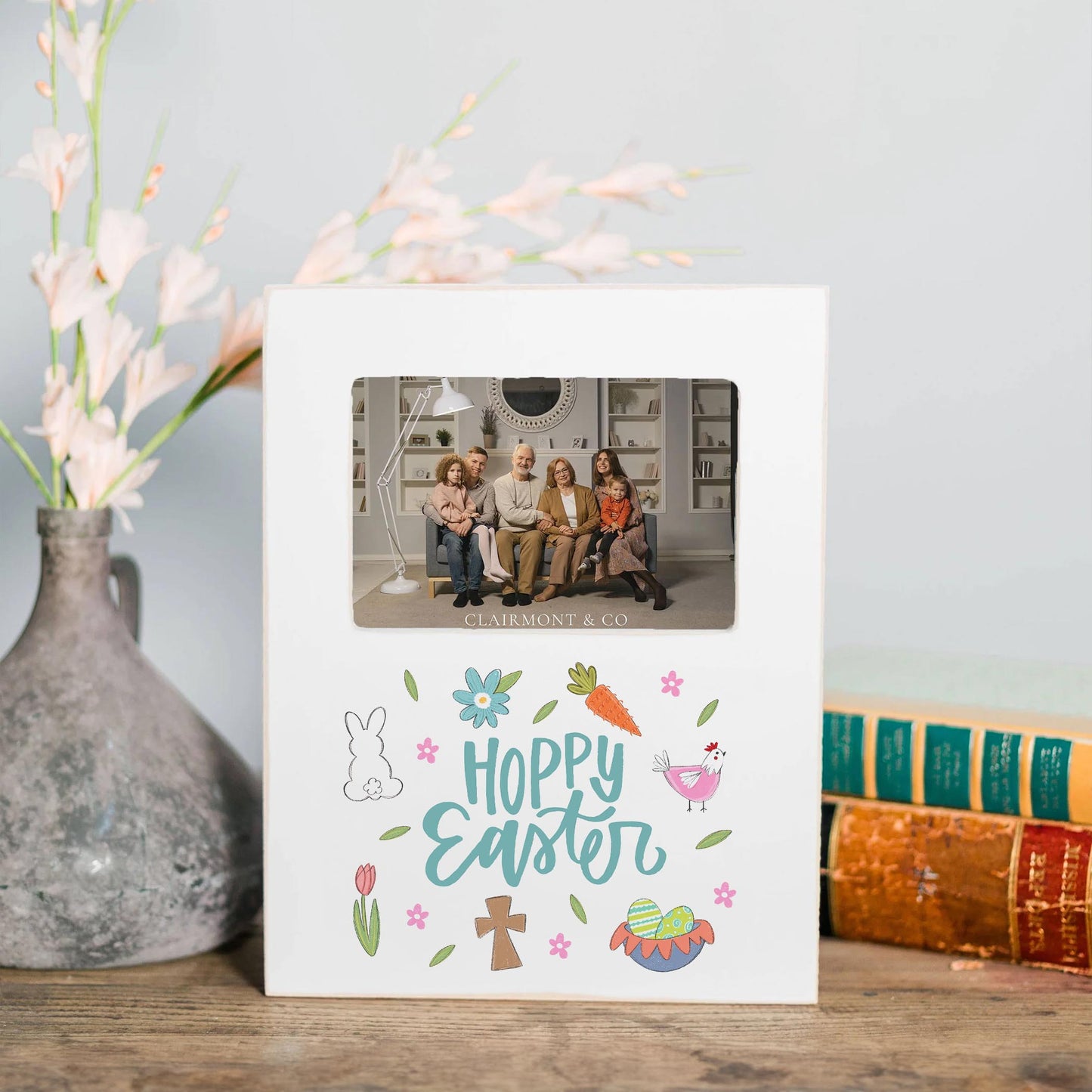 Lily Frame Vertical-Hoppy Easter