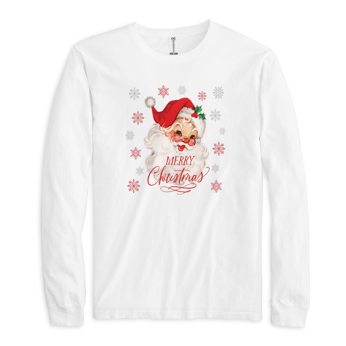 Long Sleeve T-Shirt White-Classic Santa