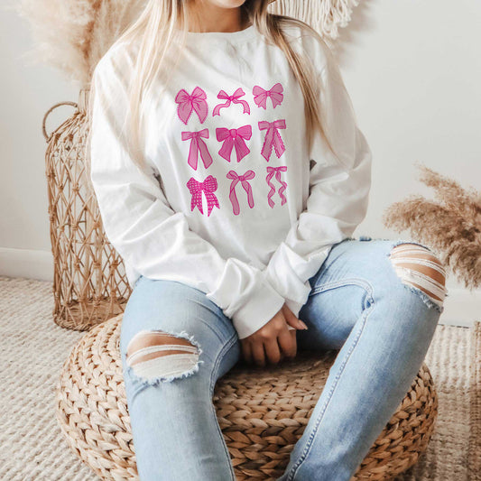 Preppy Bows Long Sleeve T-Shirt | Pink Preppy Bows