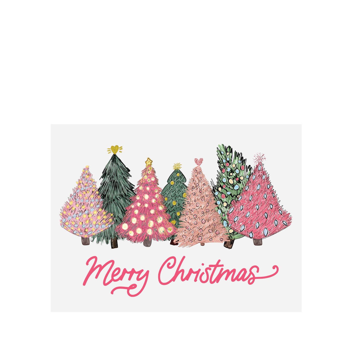 Vinyl Magnet-Pink Trees Merry Christmas
