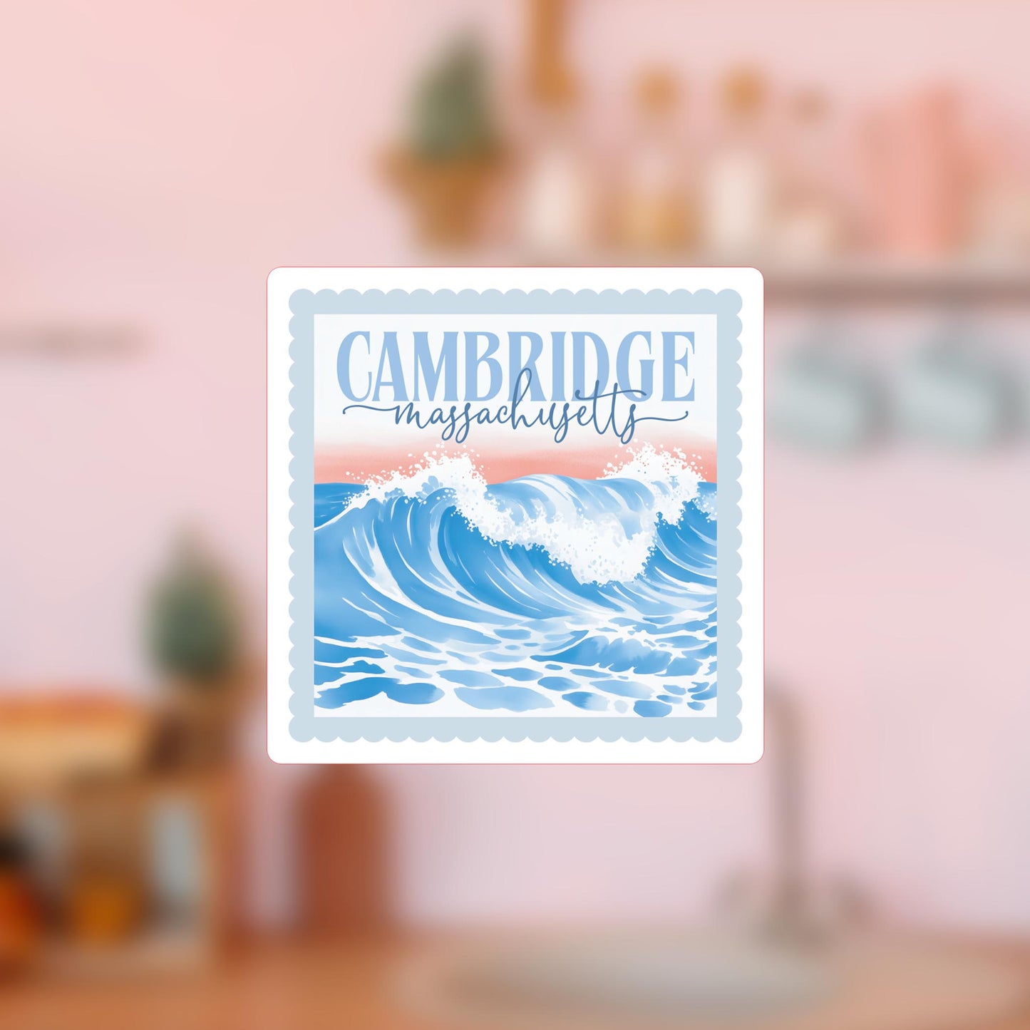 Vinyl Magnet-Love+Local New England Tides Wave -4