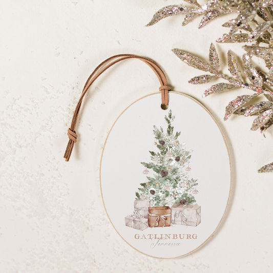 Oval Wooden Ornament - Crystal Cottage Tree Love+Local
