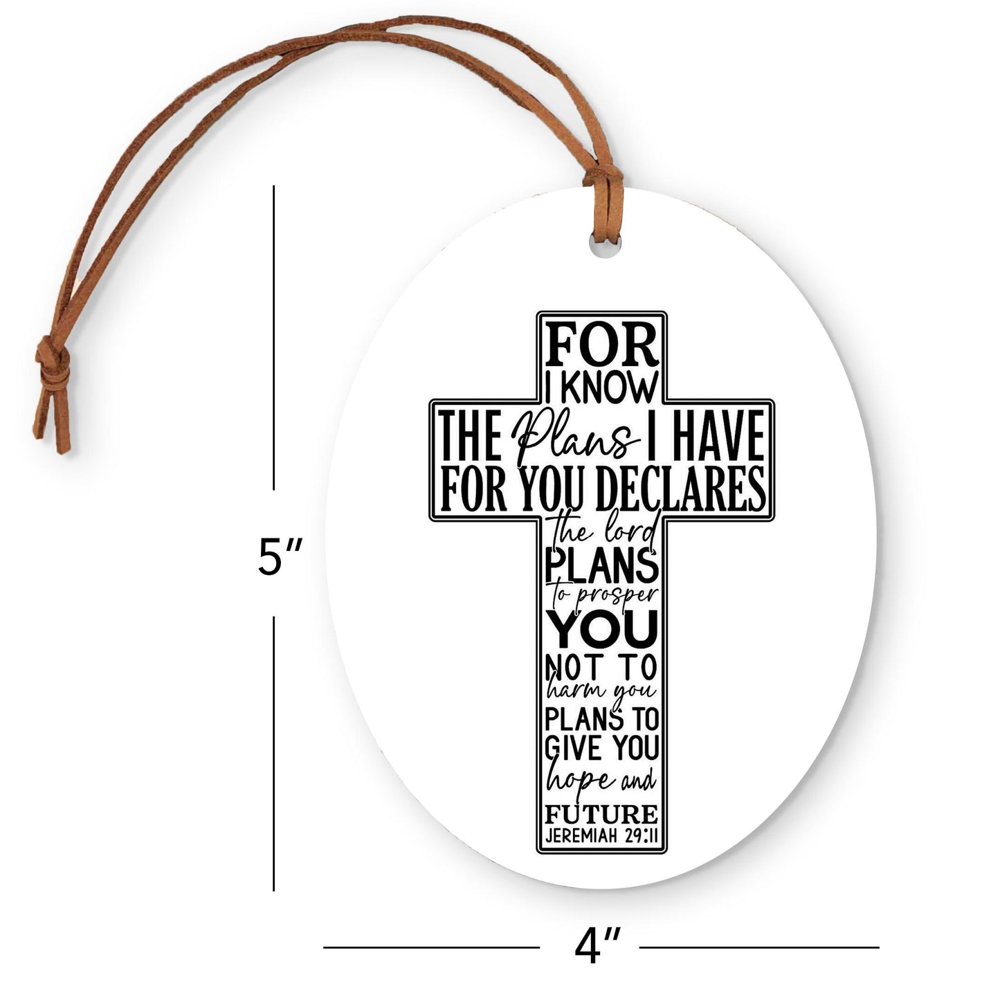 Oval Ornament-For I Know The Plans Cross -5