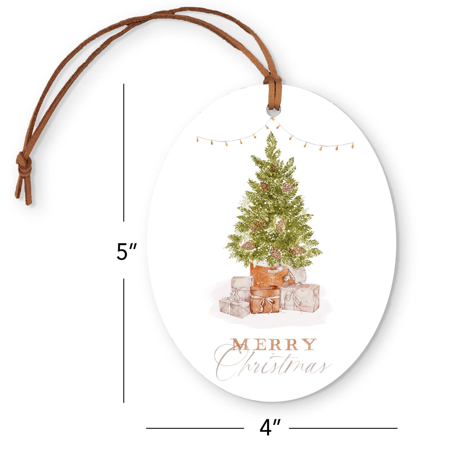 Oval Ornament-Cottage Tree Merry Christmas