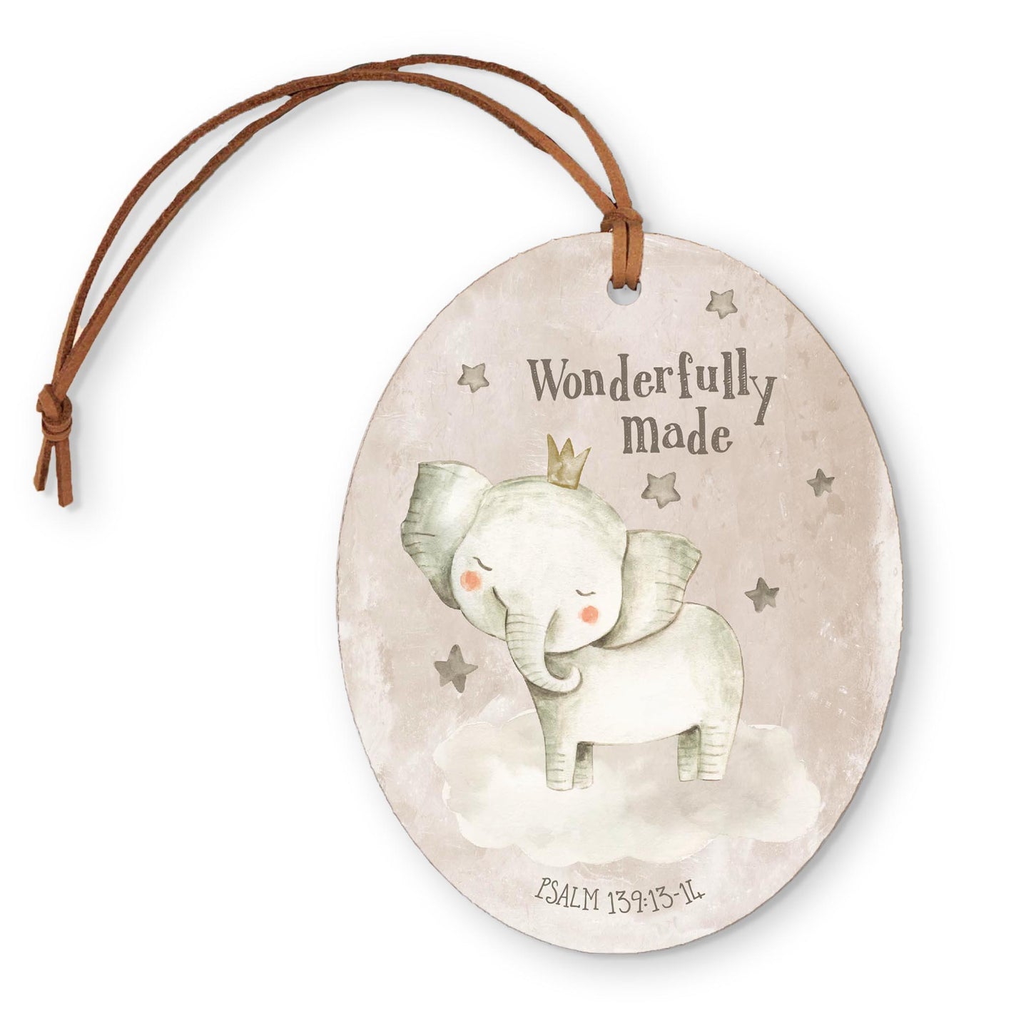Oval Ornament-Wonderfully Made Elephant Painted Background