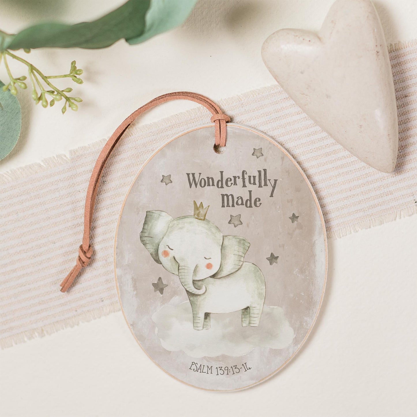 Oval Ornament-Wonderfully Made Elephant Painted Background