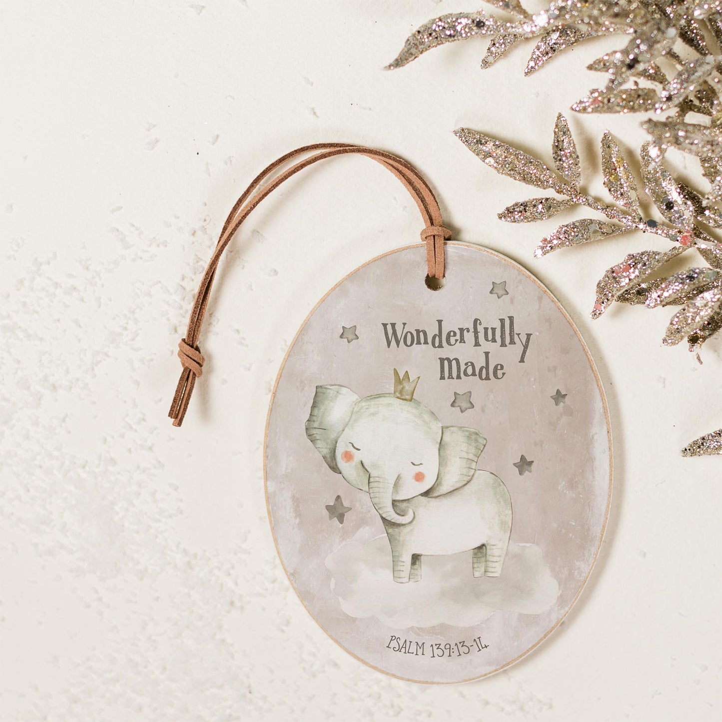 Oval Ornament-Wonderfully Made Elephant Painted Background