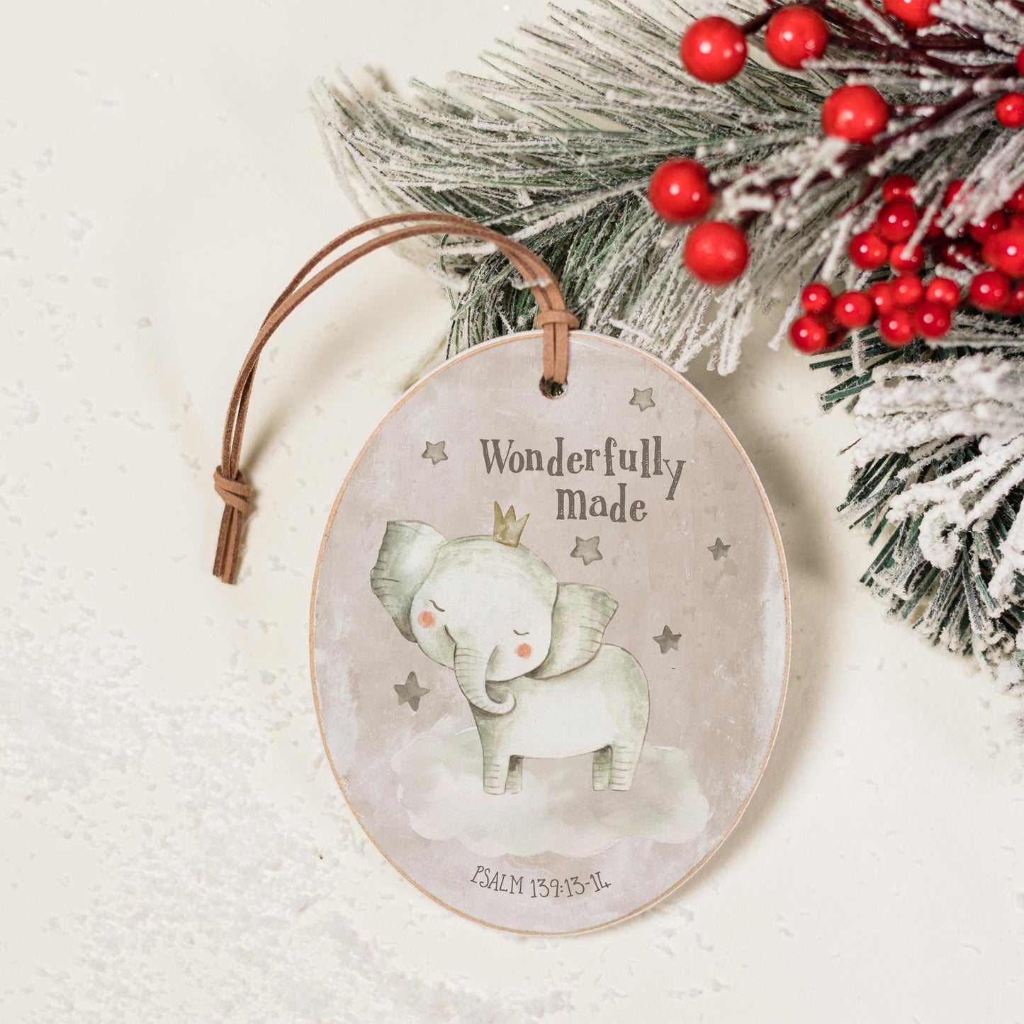 Oval Ornament-Wonderfully Made Elephant Painted Background