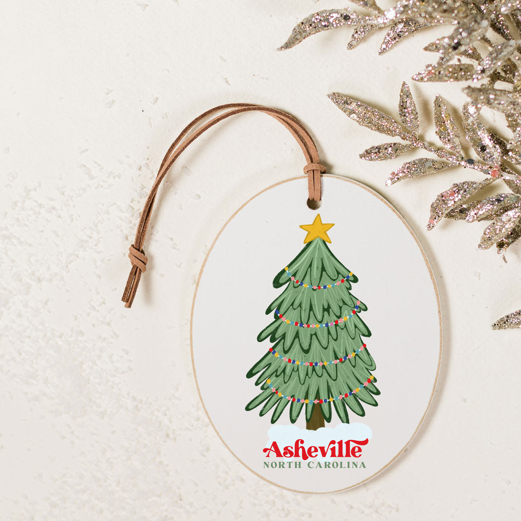 Oval Wooden Ornament - Gumdrop Christmas Tree Love+Local