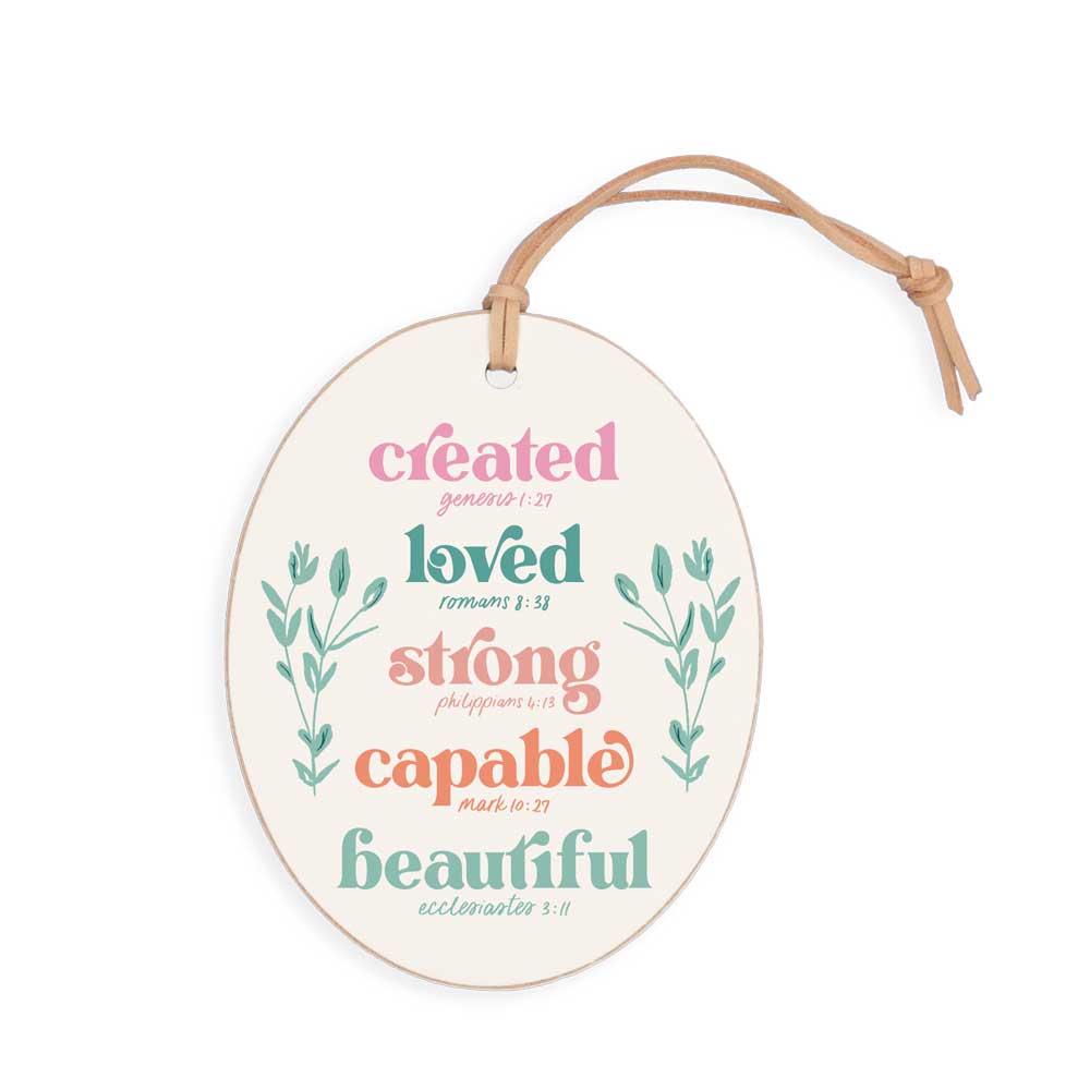 Oval Wooden Ornament - Created Loved