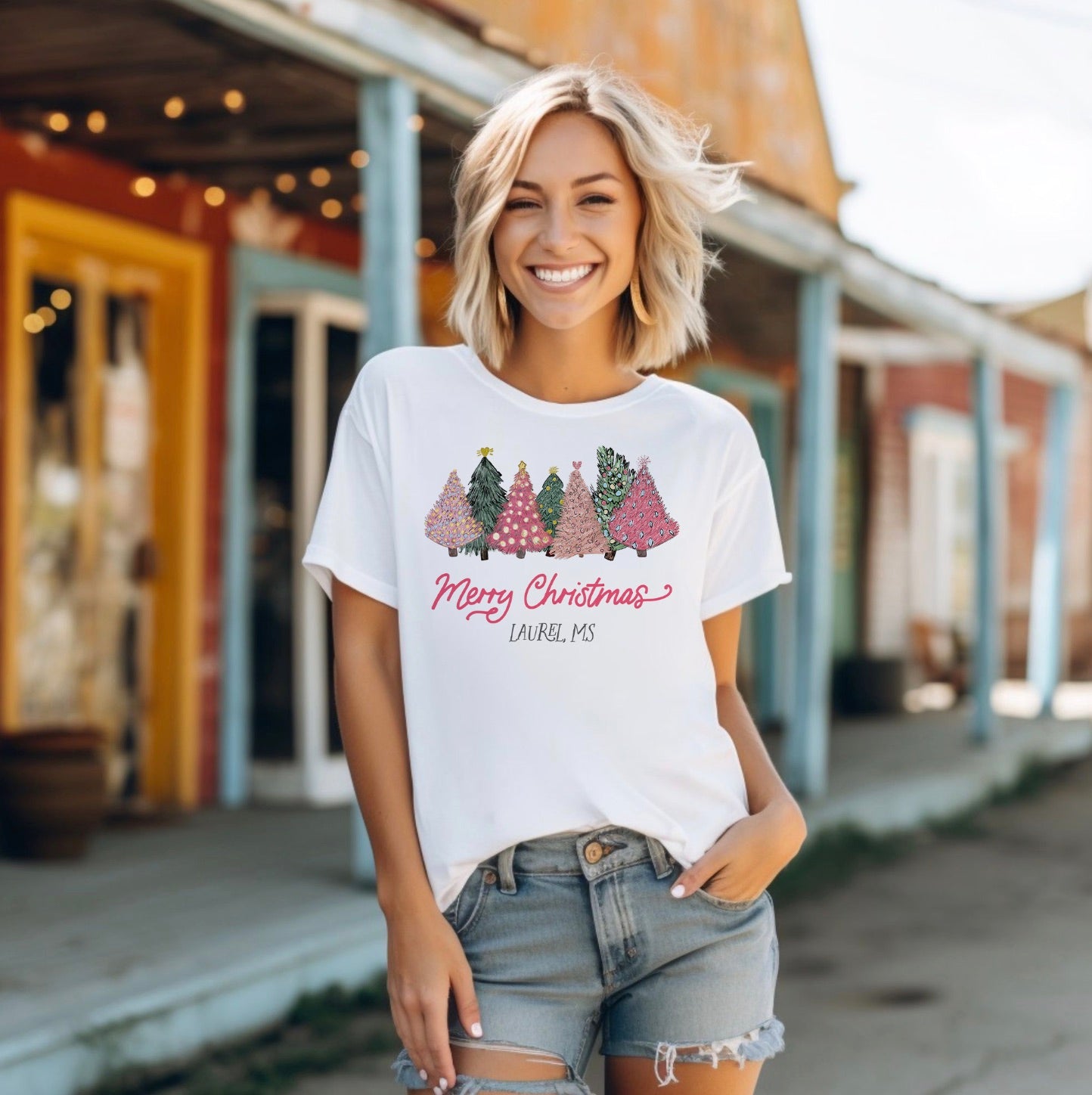Love+Local Pre-Pack - Pink Christmas Trees T-Shirts