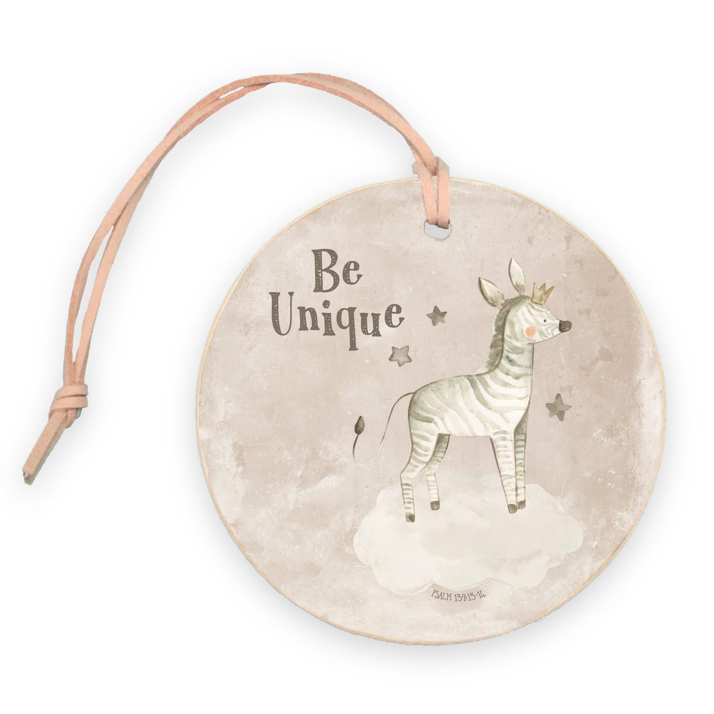 4" Round Ornament-Be Unique Zebra Painted Background