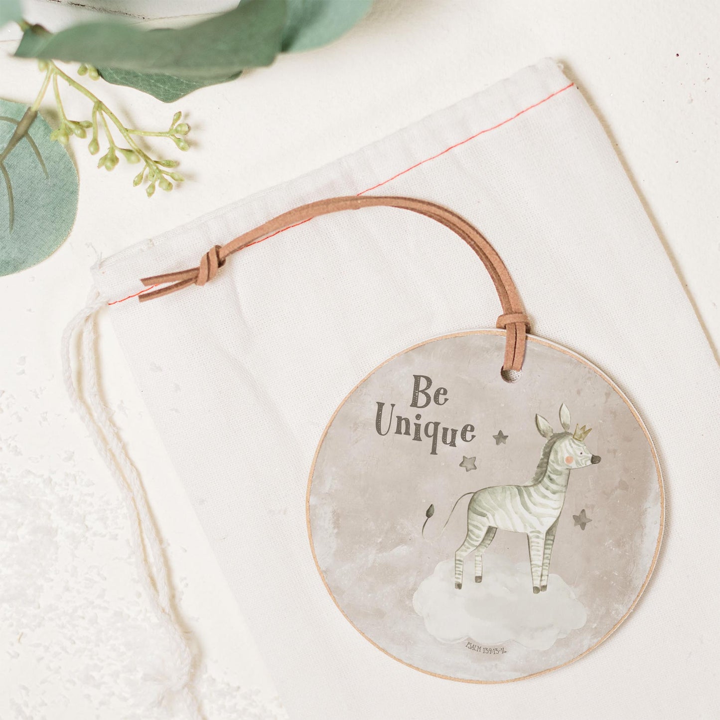 4" Round Ornament-Be Unique Zebra Painted Background