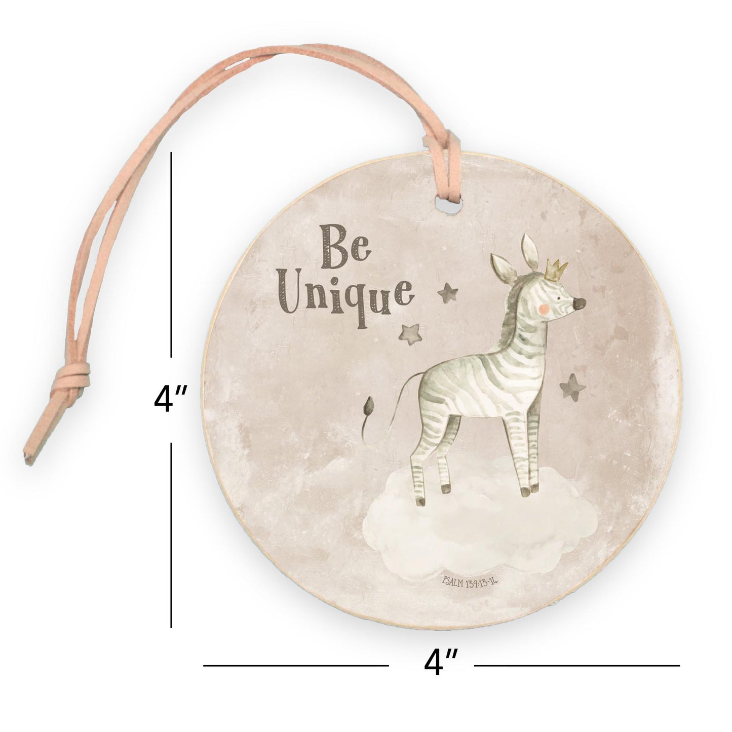 4" Round Ornament-Be Unique Zebra Painted Background