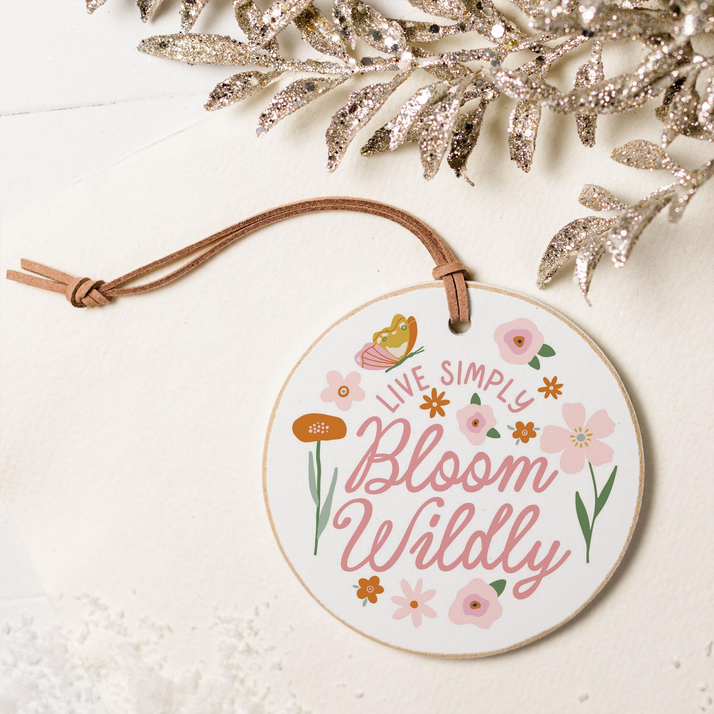 4" Round Ornament-Spring Live Simply Bloom Wildly