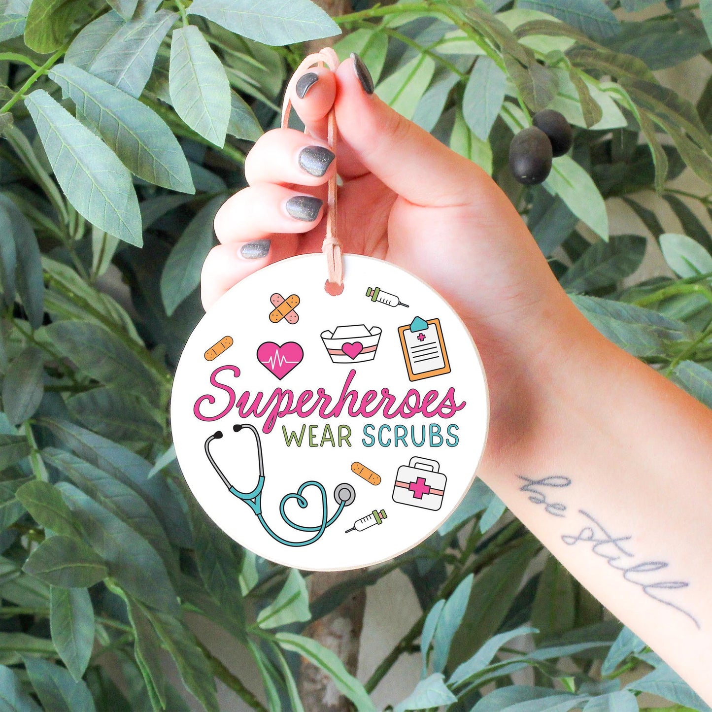 4" Round Ornament-Superheroes Wear Scrubs