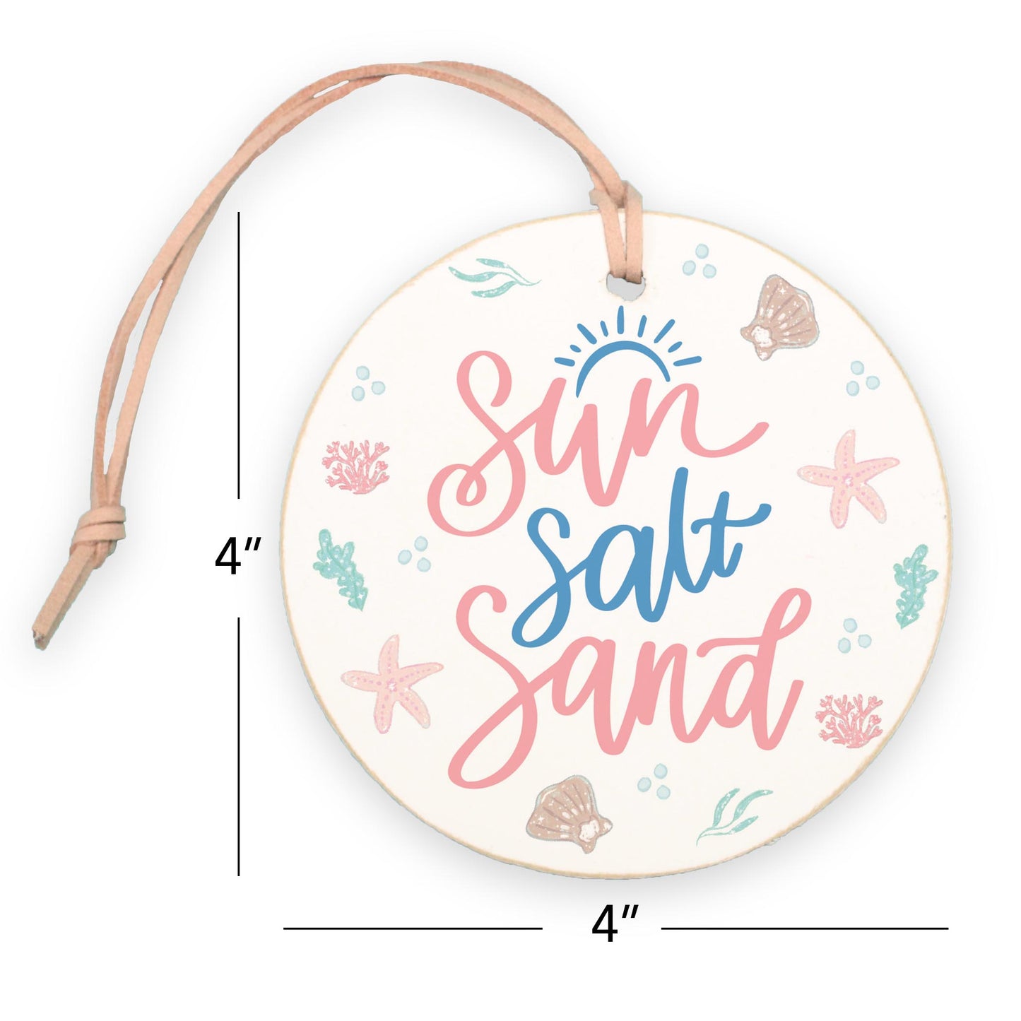 4" Round Ornament-Coastal Sea Turtles Sun Salt Sand