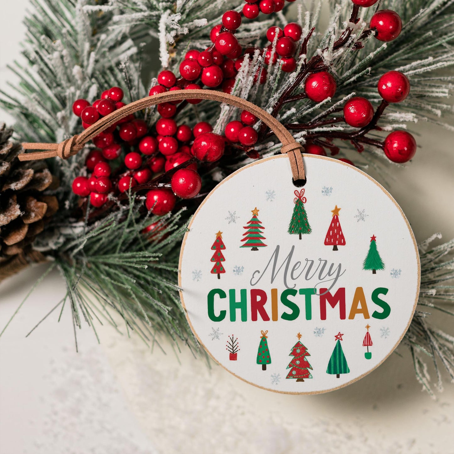 4" Round Ornament-Whimsy Wonderland Traditional Merry Christmas