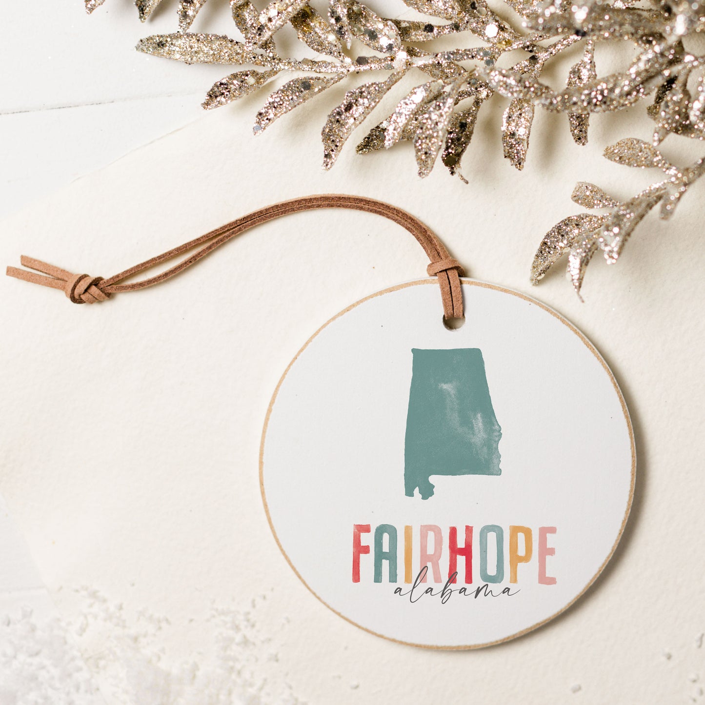 Watercolor City/ State Custom Round Ornament