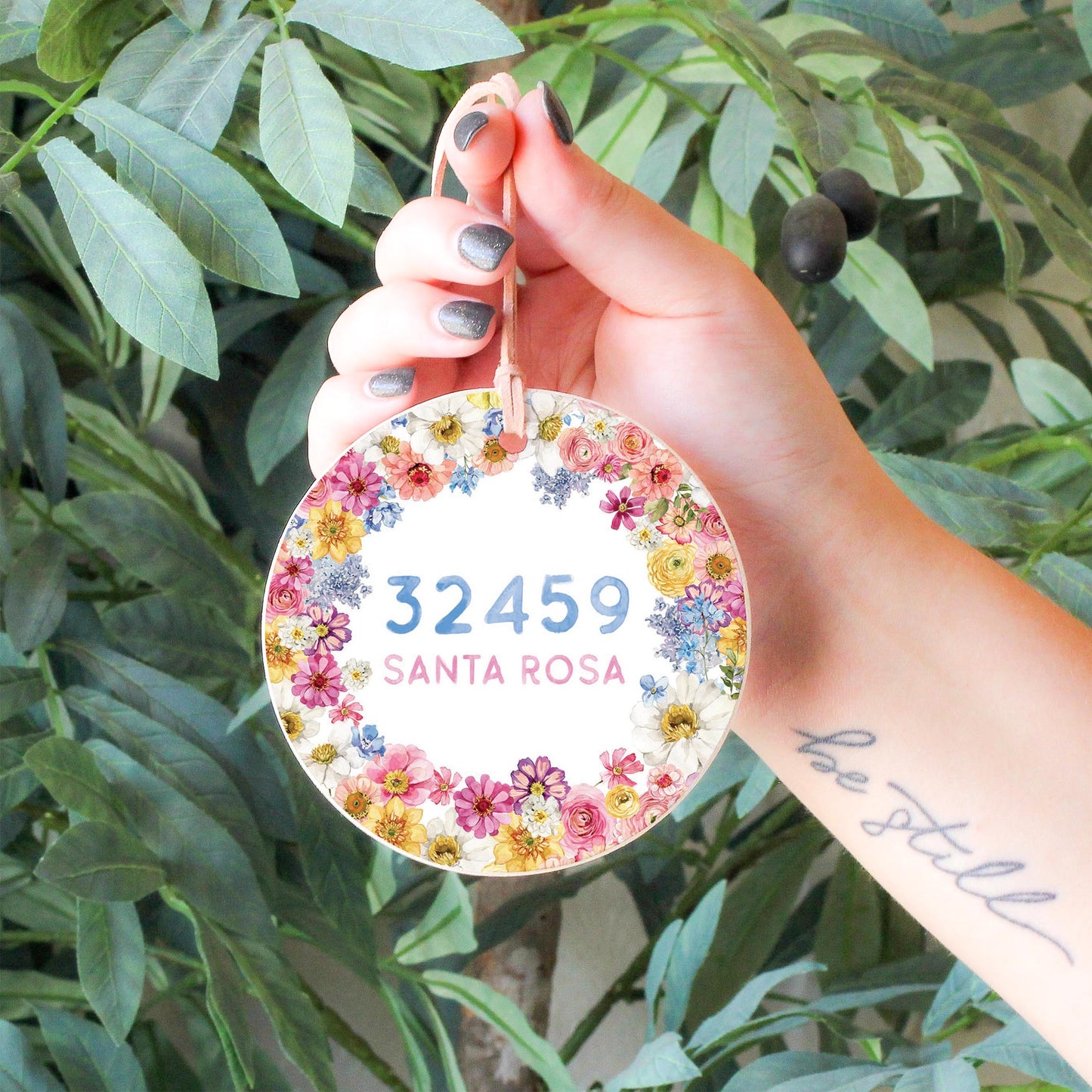 4" Round Ornament-Love+Local Fantasy Garden Zip -4