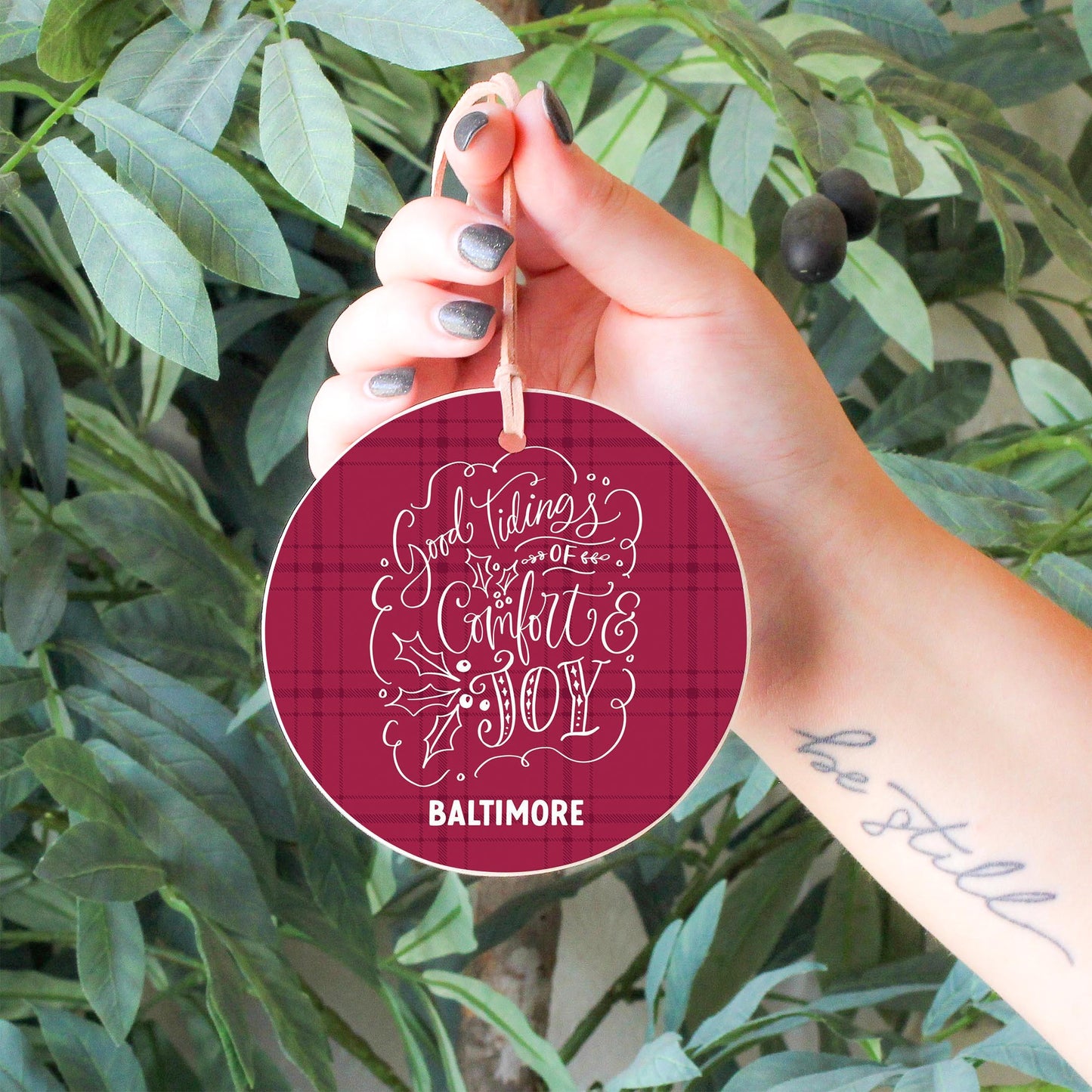 4" Round Ornament-Love + Local Winterberry -4